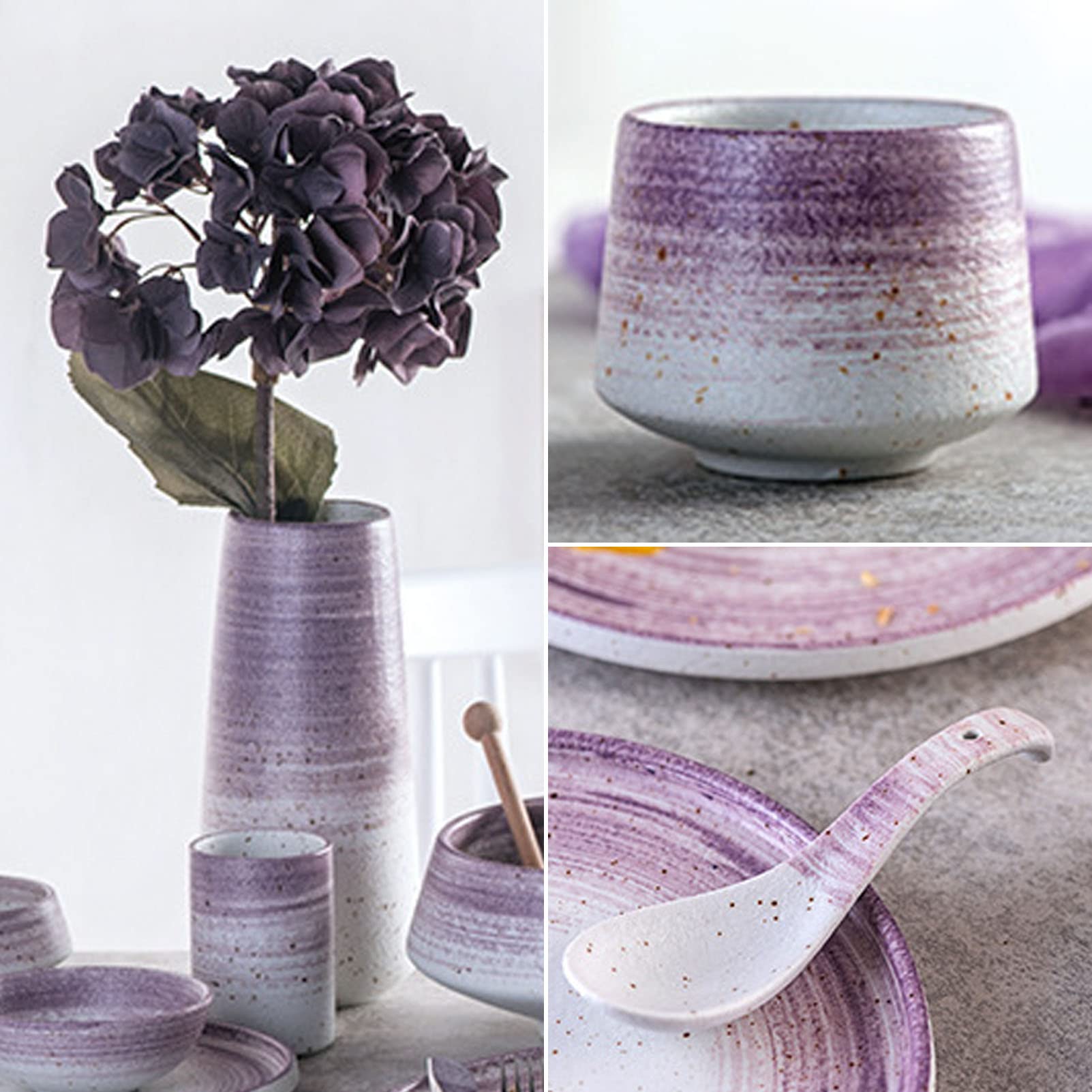 55-częściowy zestaw naczyń obiadowych z kamionki, zestawy obiadowe z porcelany, zestaw obiadowy, zestaw naczyń ceramicznych, zestawy talerzy i misek, komplet naczyń obiadowych, serwis dla 8 osób,