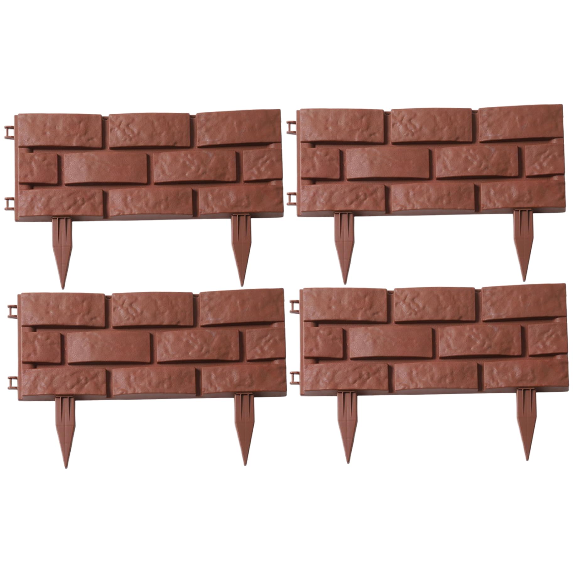 Bordure jardin enfichable et décorative en kit de 4 panneaux imitation briques