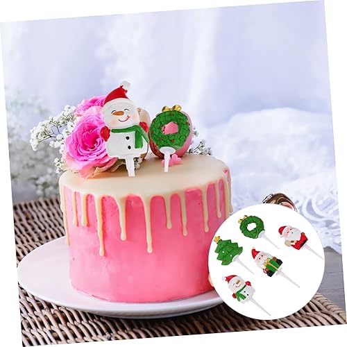 Miniatura 3 de EXCEART 15 Pcs Cake Decorating Add-ins New Year Xmas Garden Flower Stake Christmas Cake Decoration Christmas Cake Ornament Santa Christmas Decor