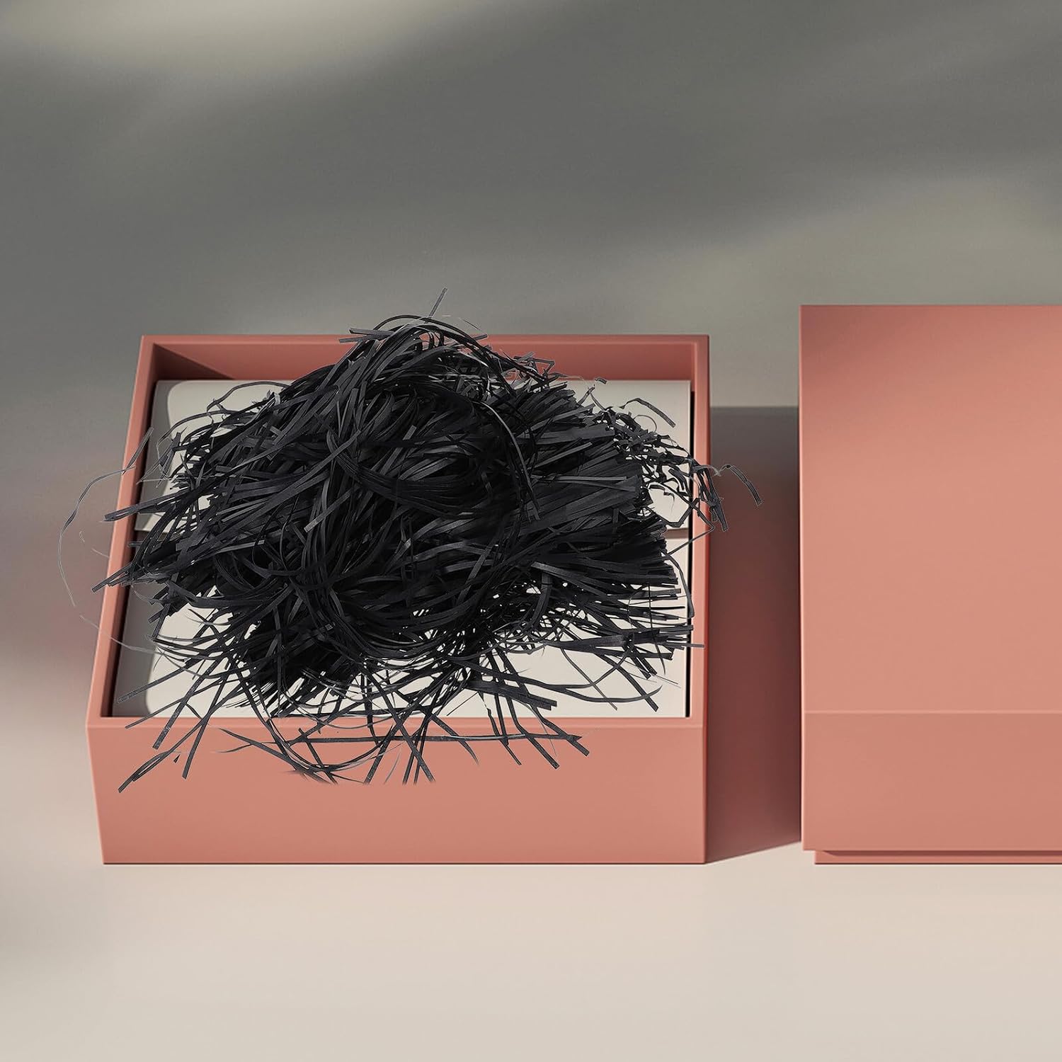 Black Crinkle Paper Shred Filler for Gift Wrap, Xmas Halloween Season