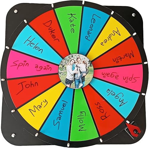 MODEL CREATOR Rueda giratoria de borrado en seco de 24 pulgadas hecha a mano para montar en la pared o en la mesa, 14 ranuras editables, rueda