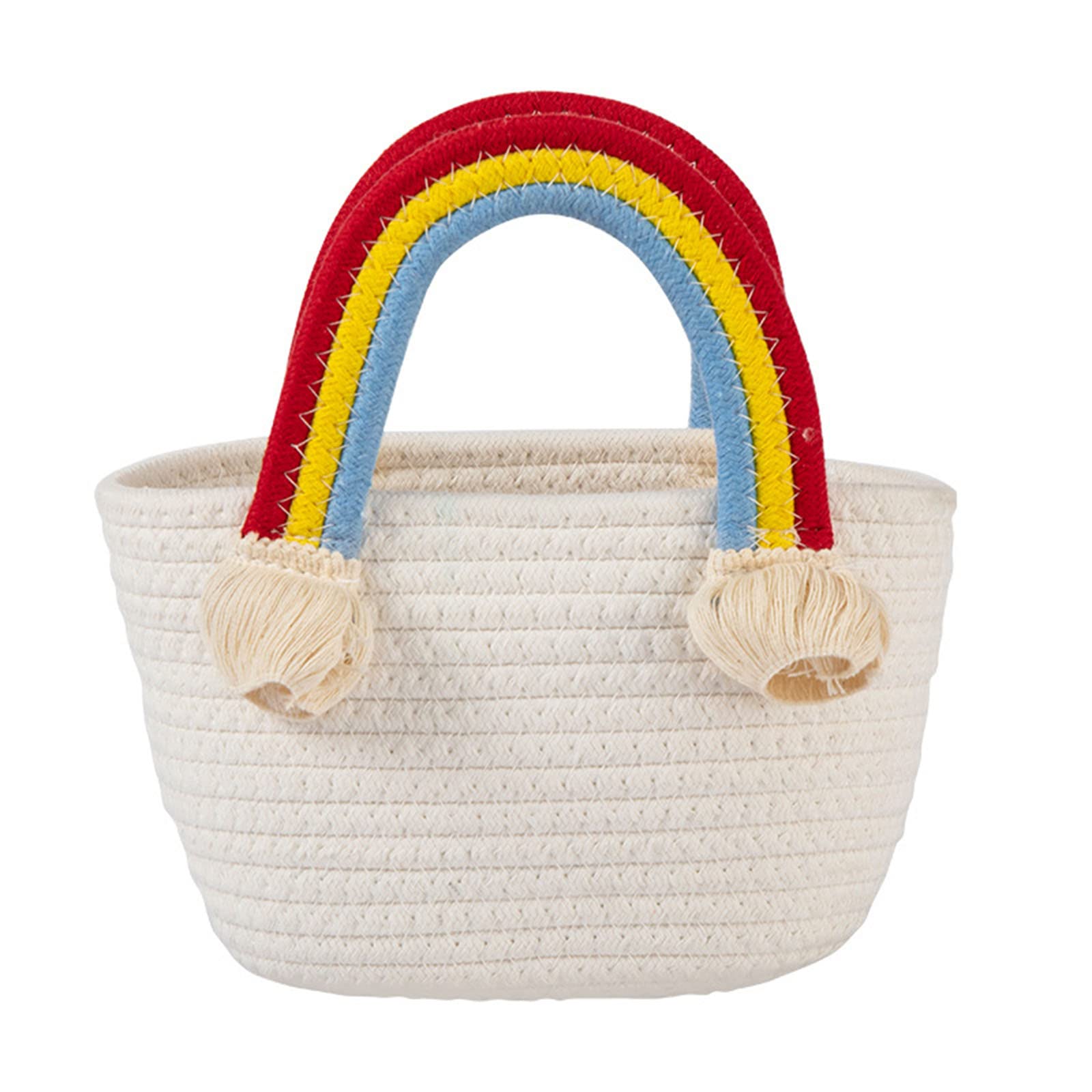 Rainbow Cotton Cord Container for Storing Cosmetics Items and Books Braided Storage Basket for Home Organization Rainbow Bag