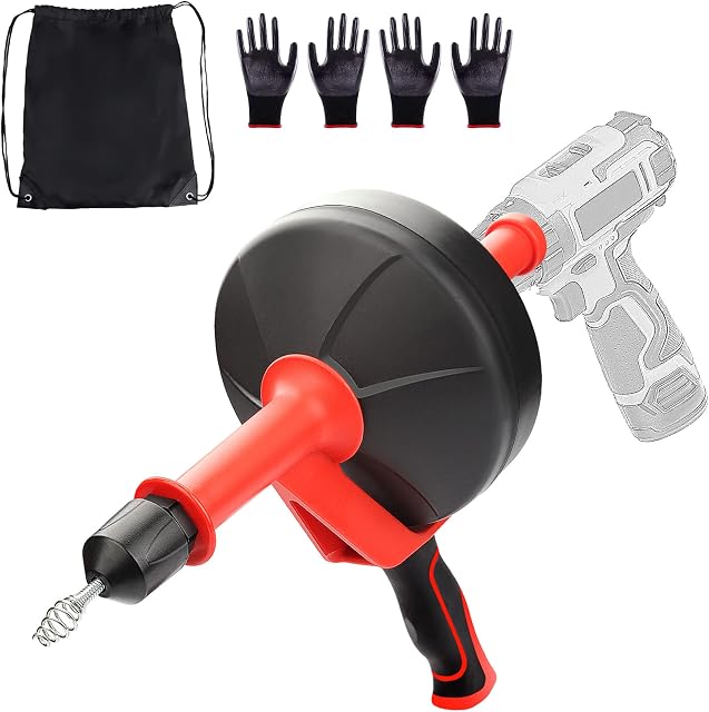 Drain Unblocker Wire Tools 8M Professional Kitchen Sink Unblocker Tool Flexible Plumbing Snake Plug Unblocker Gadget Drain Hair Remover Ideal Drain Auger Steel Spring for Bathroom Shower Pipe Cleaning