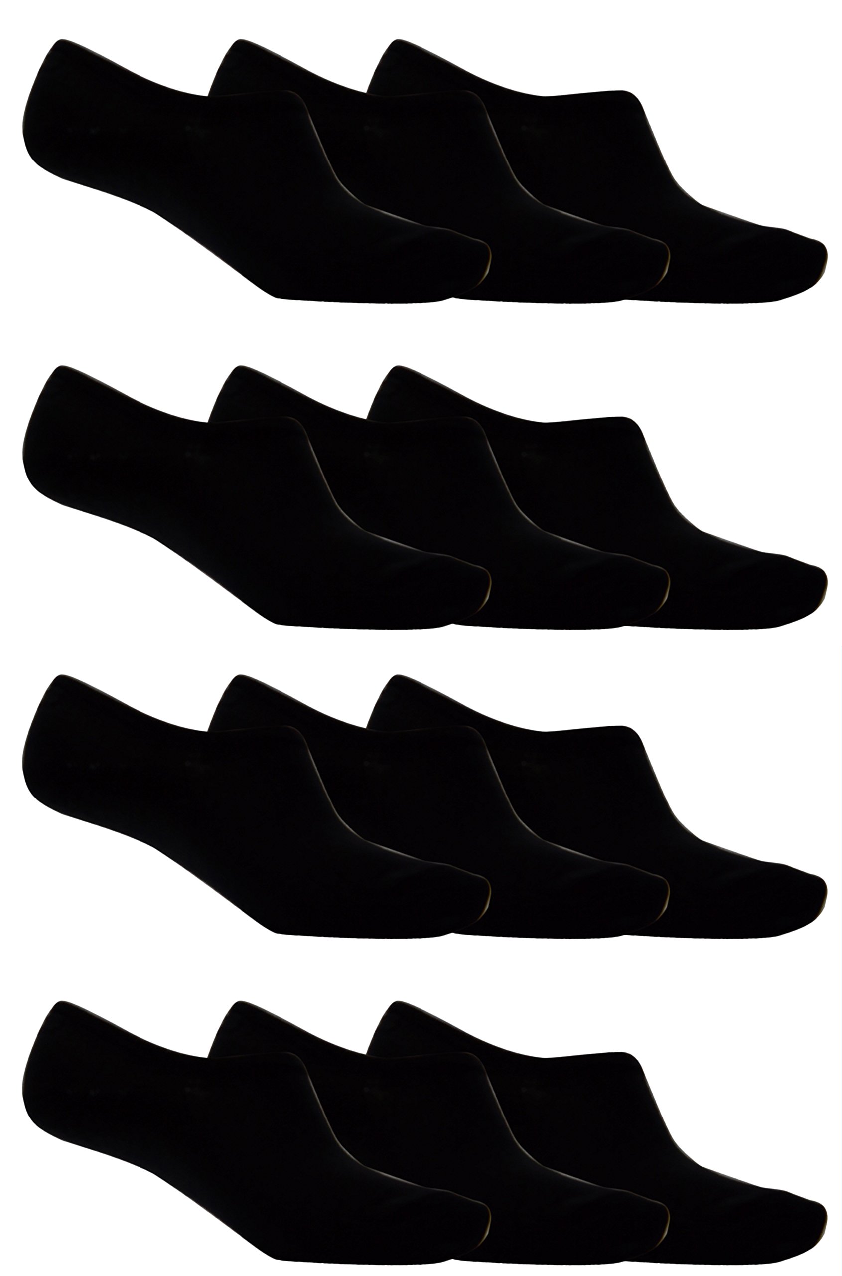 Octave Women's Black - Pairs [12] Octave® Invisible Socks For Trainer Socks, 12 Pairs Ultra Low Cut Liner No Show Socks, Non Slip, Casual & Breathable Boat Socks For Loafers Sneakers Flats Shoes(Black)