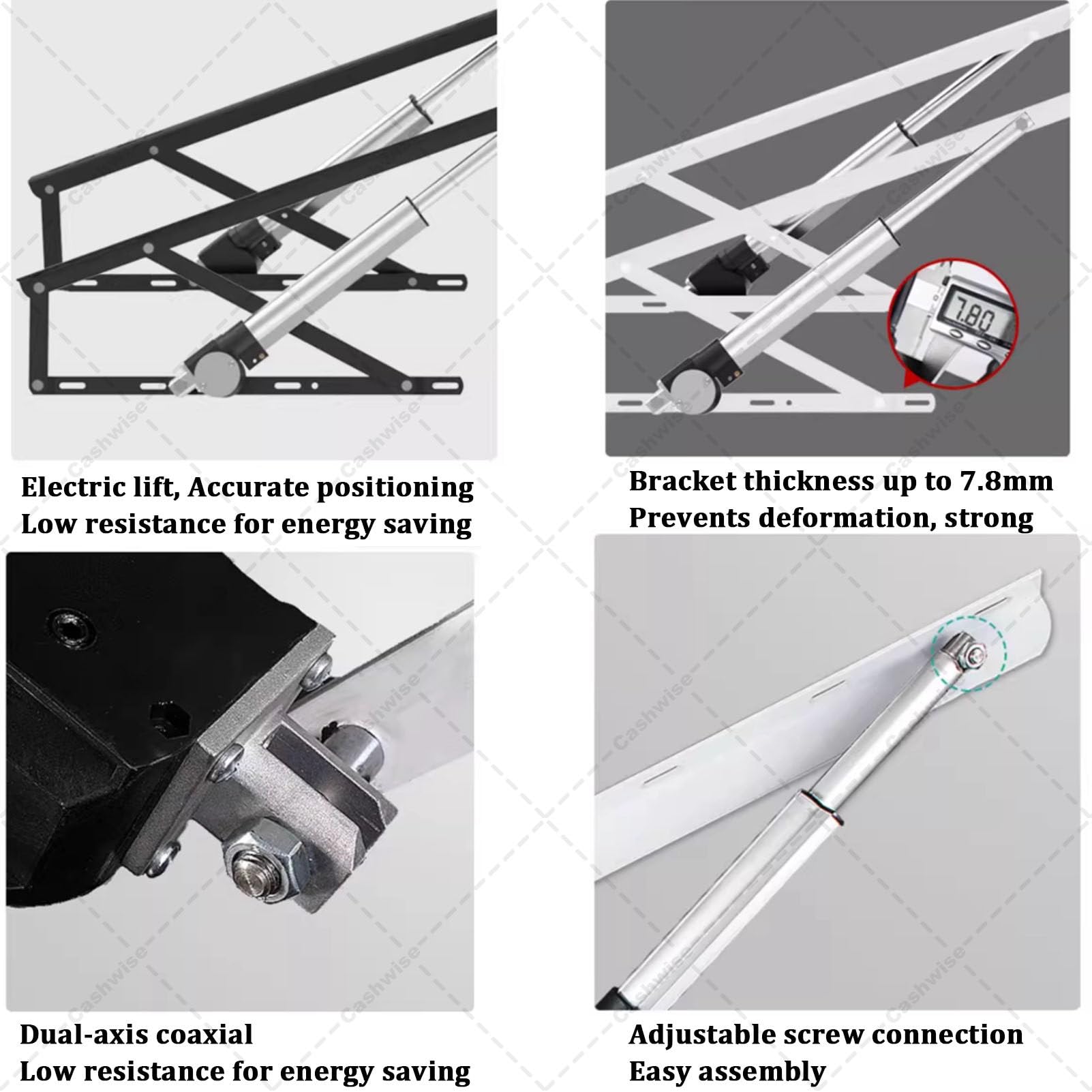 Zestaw podnośnika elektrycznego do łóżka, wytrzymały podnośnik do łóżka, 2-częściowy mechanizm podnośnika elektrycznego do łóżka, oszczędzający miejsce, z pilotem Black-80cm