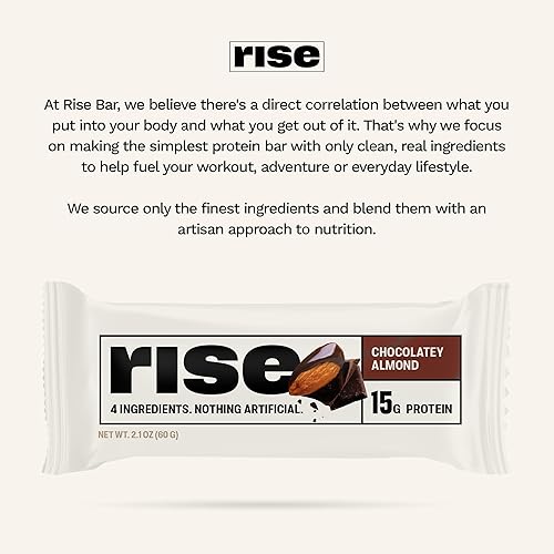 Miniatura 6 de Rise Whey Protein Bars - Chocolatey Almond | Breakfast Bar & Protein Snack 15g Protein 5g Fiber Just 4 Whole Food Ingredients Gluten-Free Soy Free