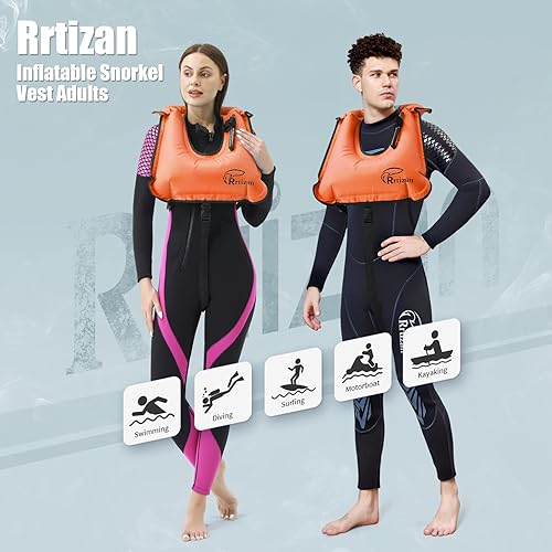Miniatura 10 de Rrtizan Chaleco de esnórquel, chaleco inflable portátil para adultos, chaleco de natación para hombres y mujeres