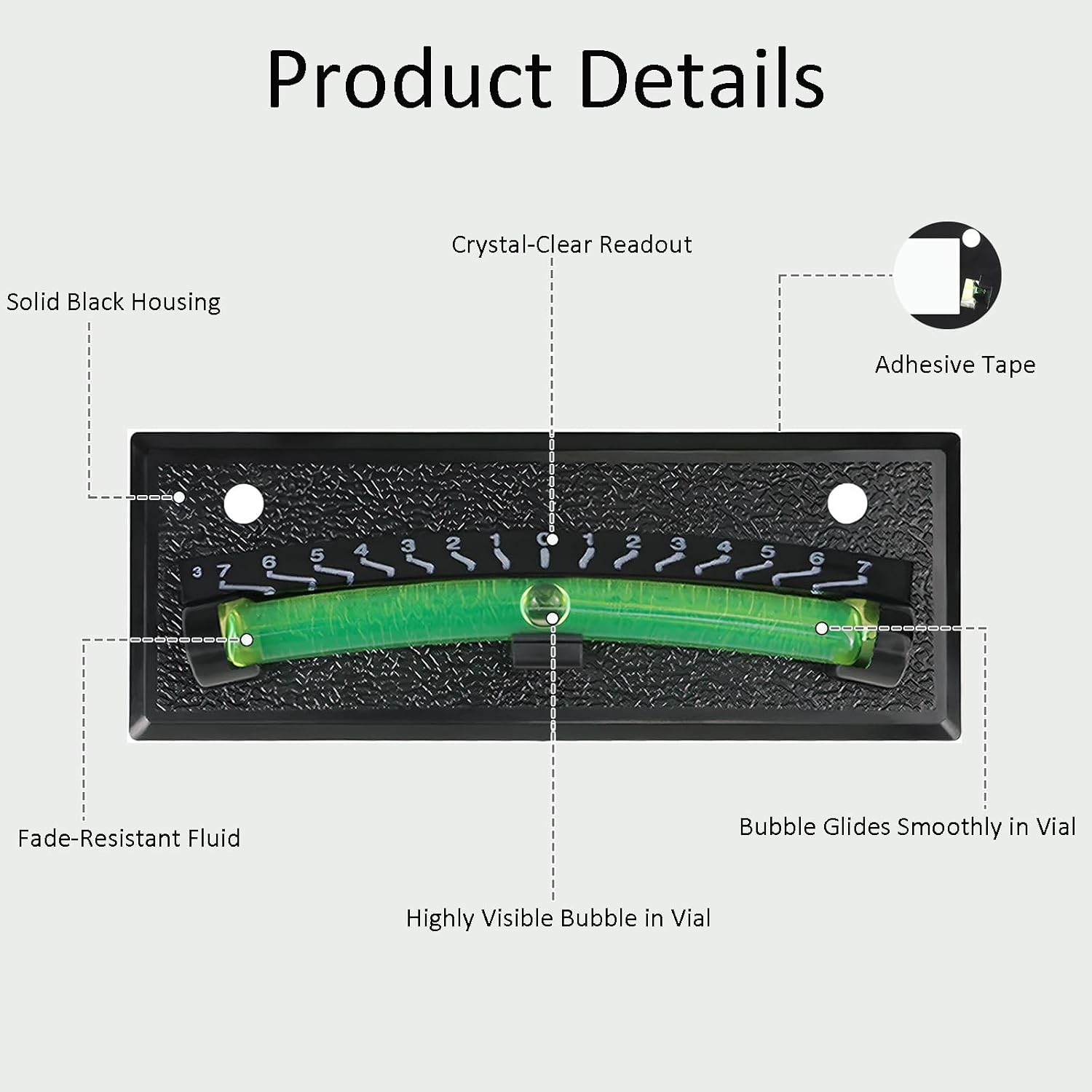 2Pack RV Level Bubble, Graduated Scale Stick Bi-Directional Leveling System with Adhesive & Screws, High Visibility Green Liquid for Travel Trailer, Camper, Truck, and Boat