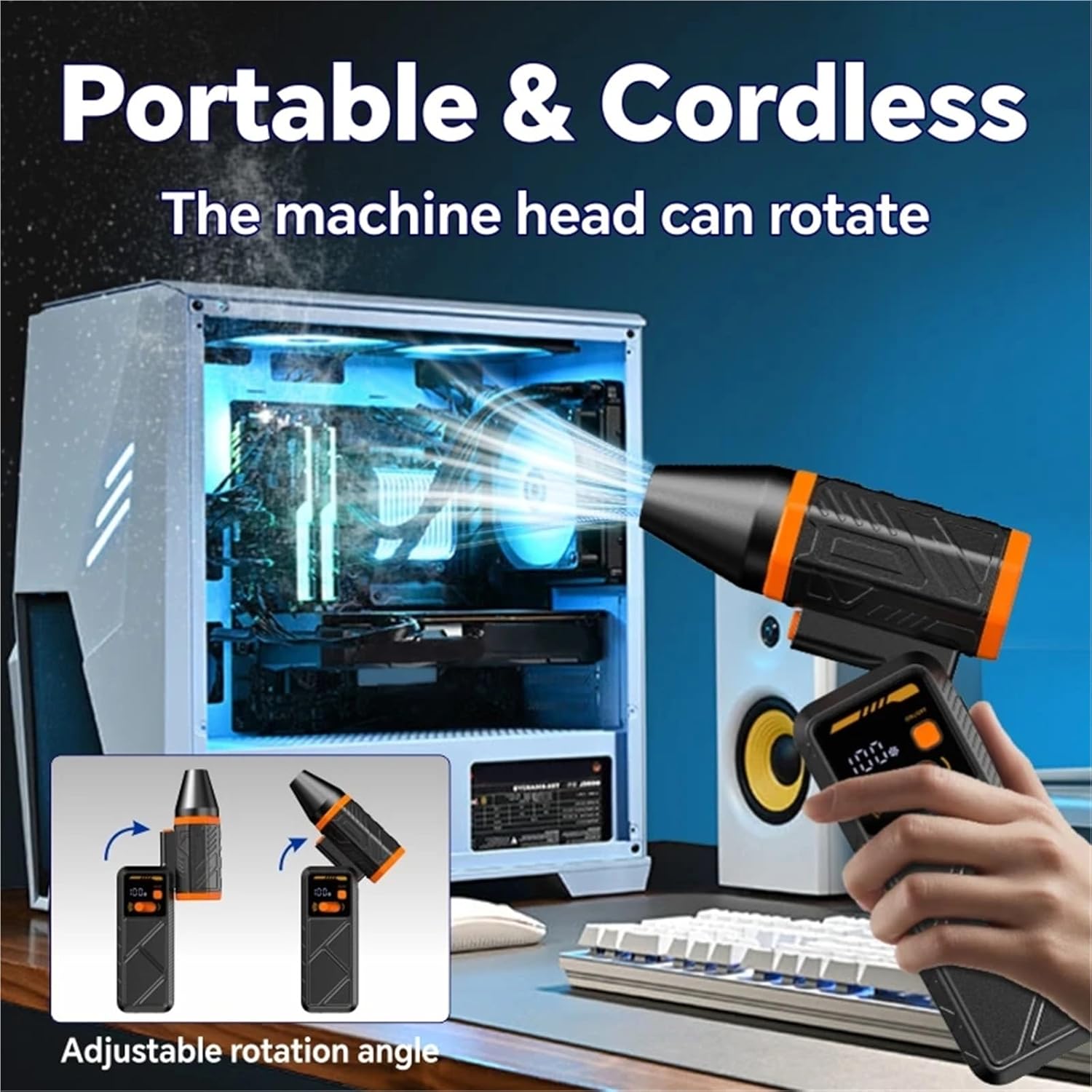 Powerful Air Blower Turbo Jet, AbuDodo 140000RPM Brushless Motor Fan, Rotatable Handheld Head Violent