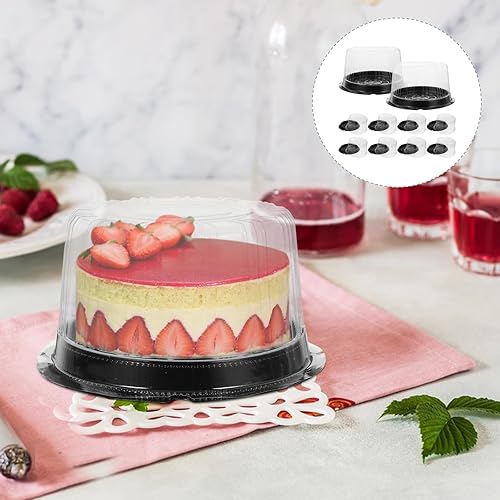 Miniatura 5 de ULTECHNOVO Recipientes desechables para pasteles con tapas, 10 unidades de plástico para tartas, cajas transparentes para almacenamiento de