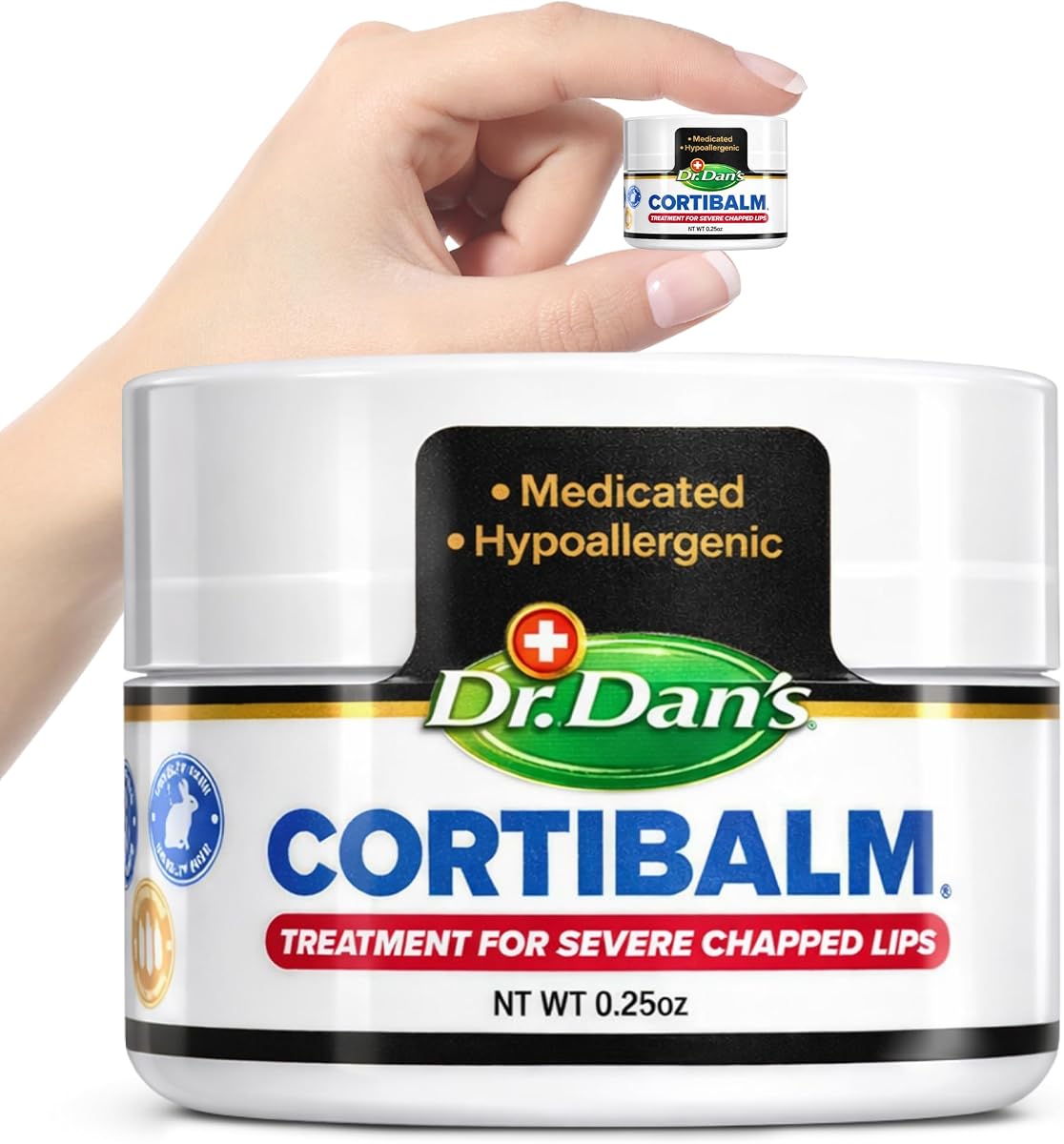 Dr. Dan's Cortibalm 1-Pack Healing Lip Balm Jar for Severely Chapped Lips | Healing Lip Balm Jar w/ 1% Hydrocortisone, Beeswax & Vitamin E Lip Repair, Chapped Dry Lips, Moisture & Hydrating Formula