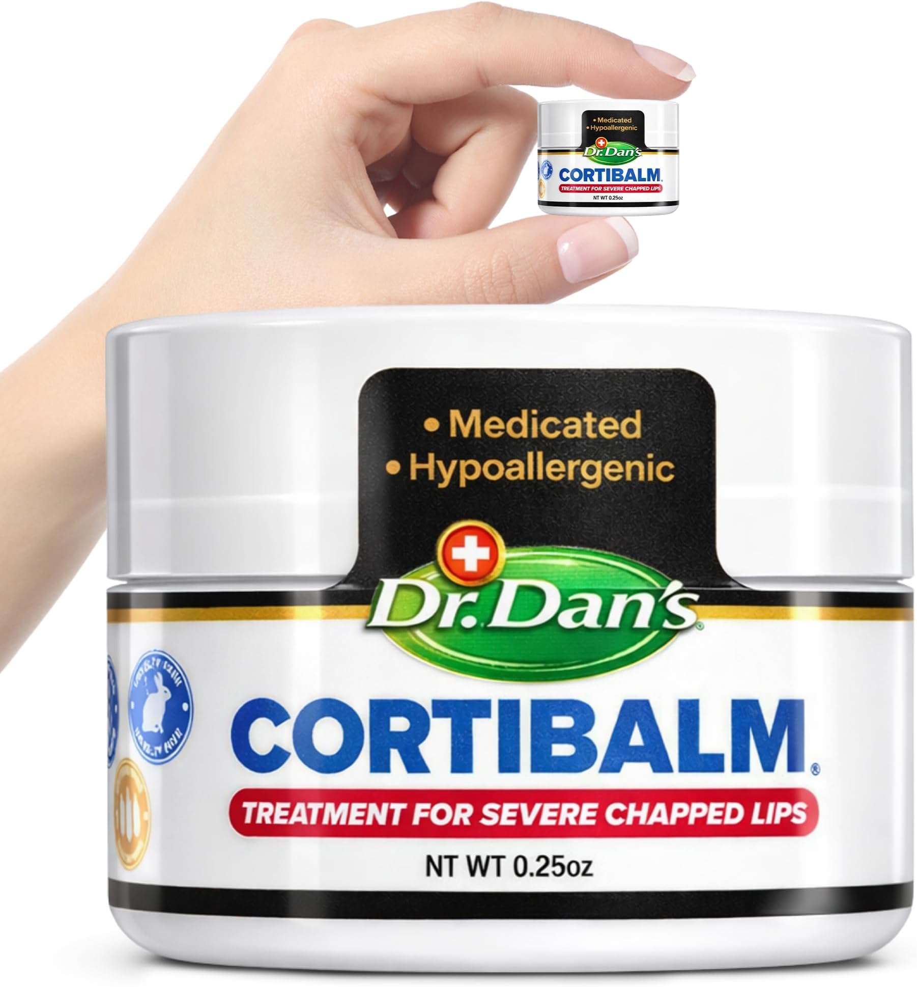 Dr. Dan's Cortibalm Jar - 1 Pack - for Dry Cracked Lips - Healing Lip Balm Jar for Severely Chapped Lips - Designed for Men, Women and Children -