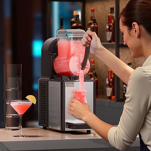 Miniatura 8 de VEVOR Máquina comercial para granizados, máquina de bebidas congeladas de un solo tanque de 4L, 16 tazas de acero inoxidable para batido de