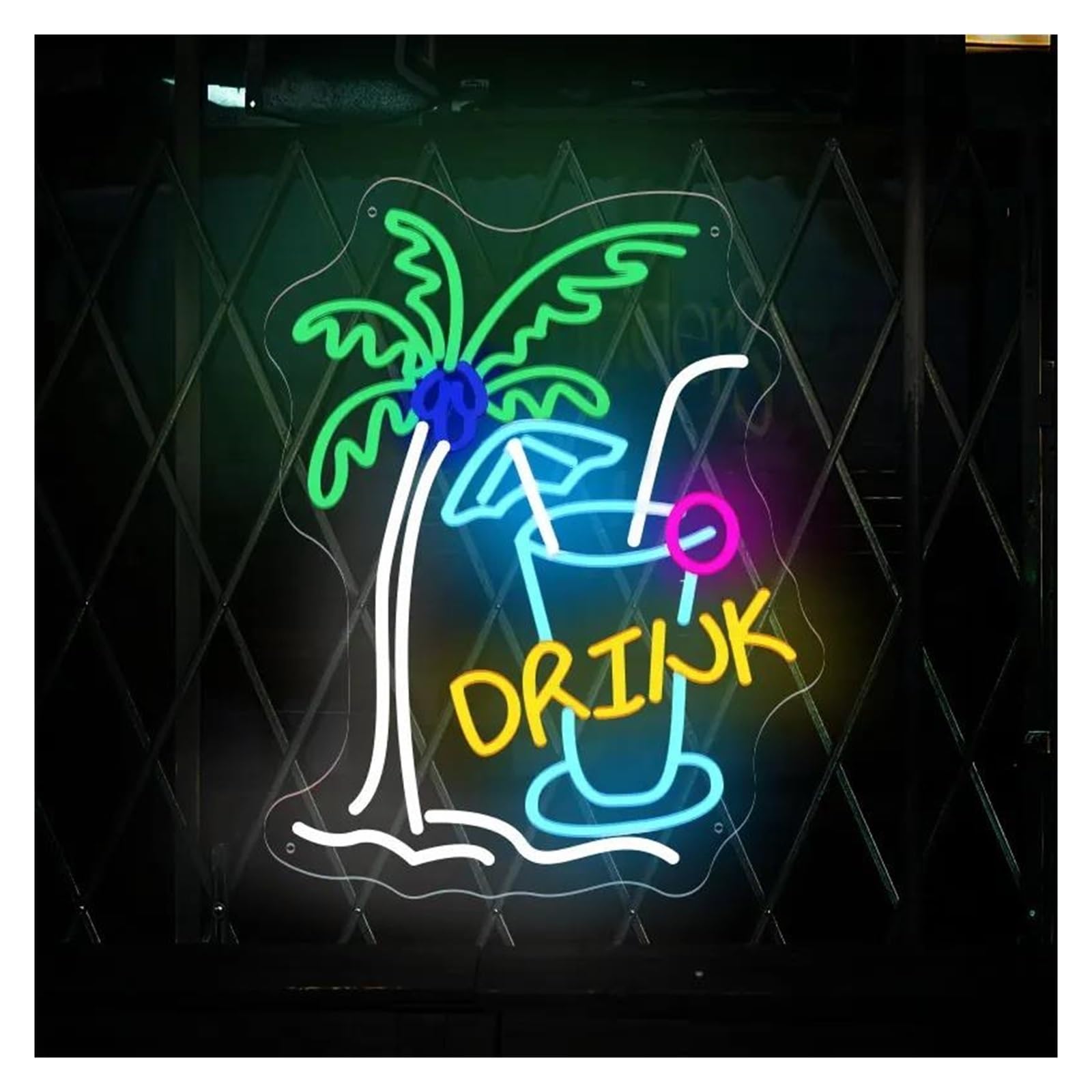 Insegna luminosa al neon Bevanda per luci al per neon Acrilico per insegne per per alimentazione per USB, luminosità regolabile Cocktail per per Adatto per arredamento negozio 35cmx45cm
