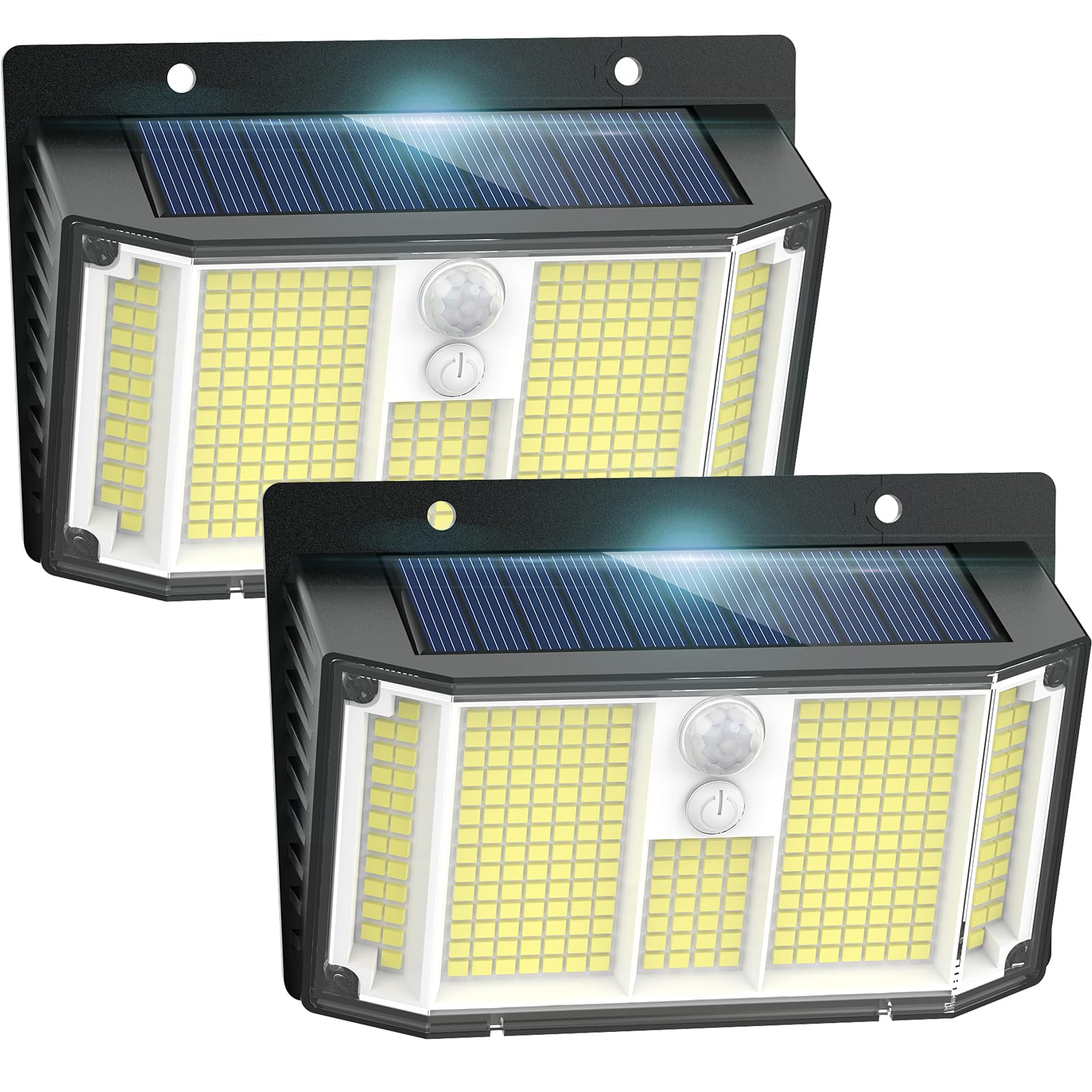 Solarlampen für Außen, 268 LED 3 Modi Solarleuchten für Außen mit Bewegungsmelder, 270° Superhelle Solar Aussenleuchte IP65 Wasserdichte LED Solar Wandleuchte für Garten Wand Post Garage【2 Stück】
