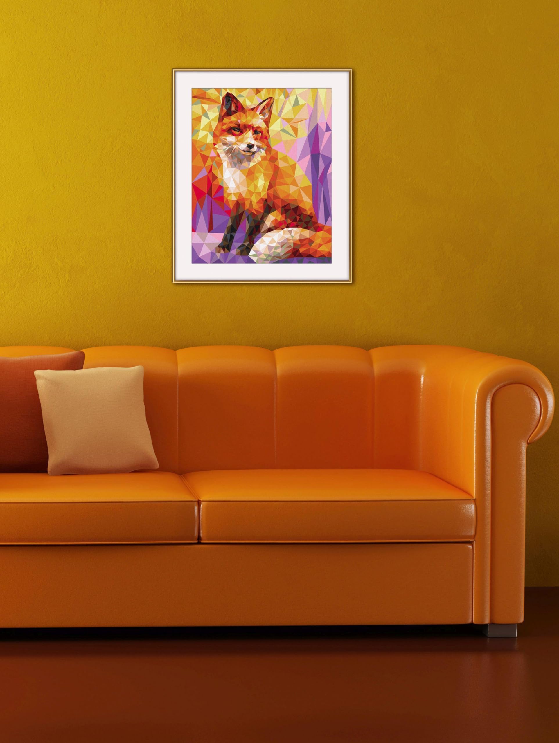 Schipper 609130863 Peinture par numéros – Polygone Art Renard – Tableaux de peinture pour adultes avec pinceaux et peintures acryliques 40 x 50 cm