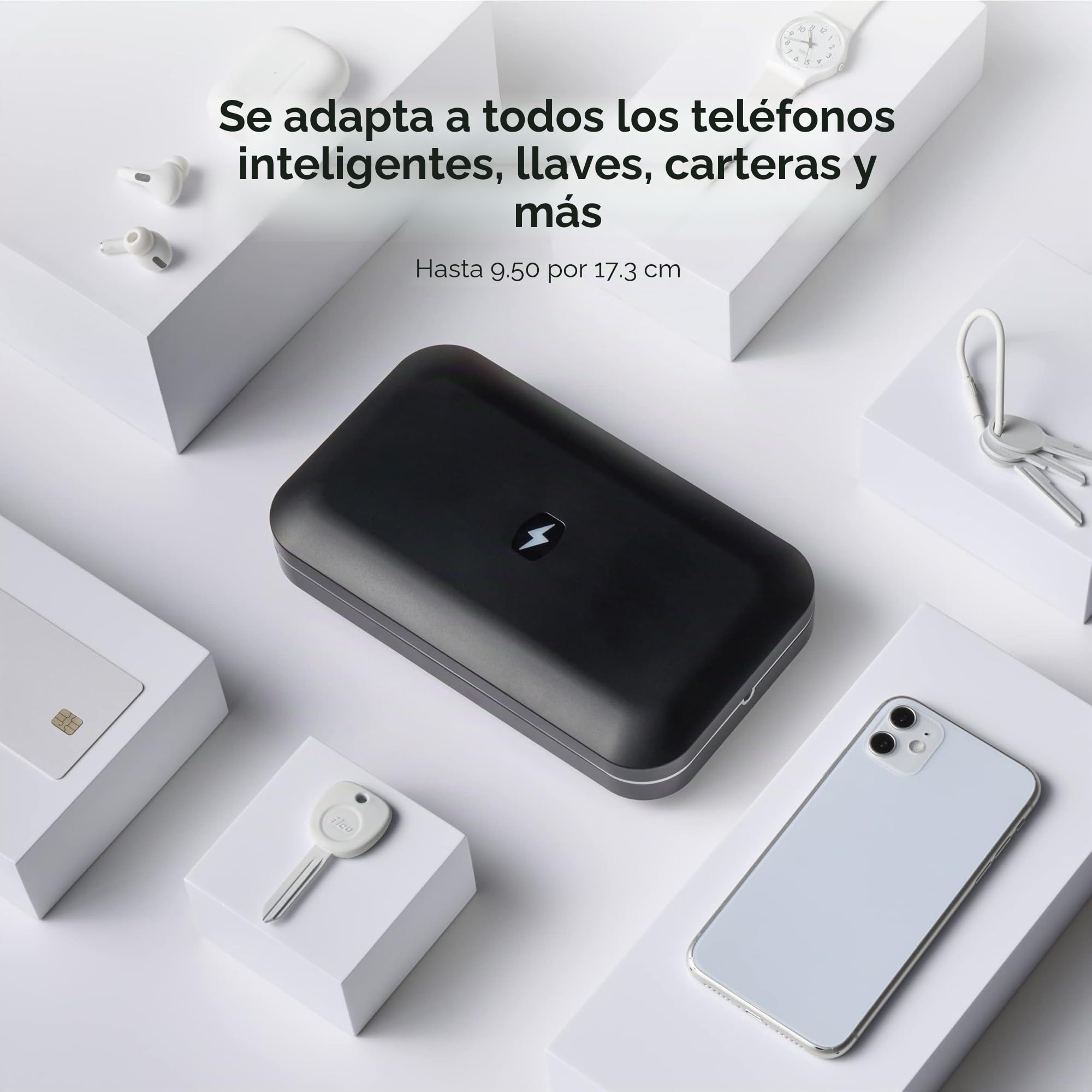 PhoneSoap 3 Desinfectante UV para teléfonos celulares y Cargador Doble Universal para teléfonos | Sanitizador UV Patentado y clínicamente Probado | Limpia y Carga Todos los teléfonos - Negro