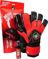 GloveGlu MEGAgrip Goalkeeper Gloves + Grip Spray Bundle - Hybrid Cut, Durable Palm, All-Weather Grip for Keepers