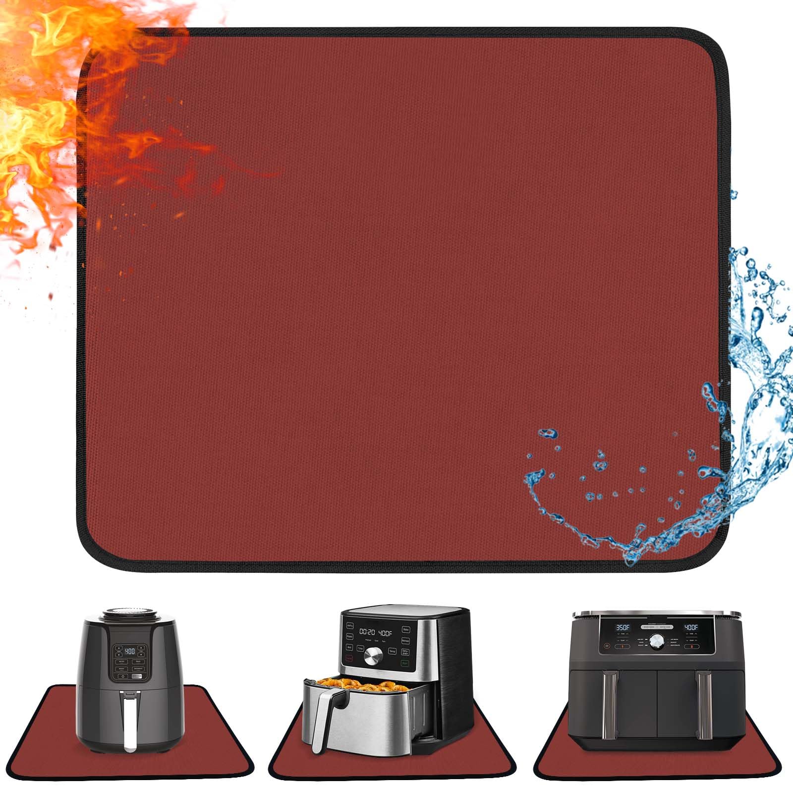 Heat Resistant Mat for Air Fryer, 15 x 18in Heat Resistant Mat for Countertop, Fireproof Silicone Countertop Protector Appliance Slider Mat for Air Fryer, Coffee Maker, Toaster, Oven (Red)
