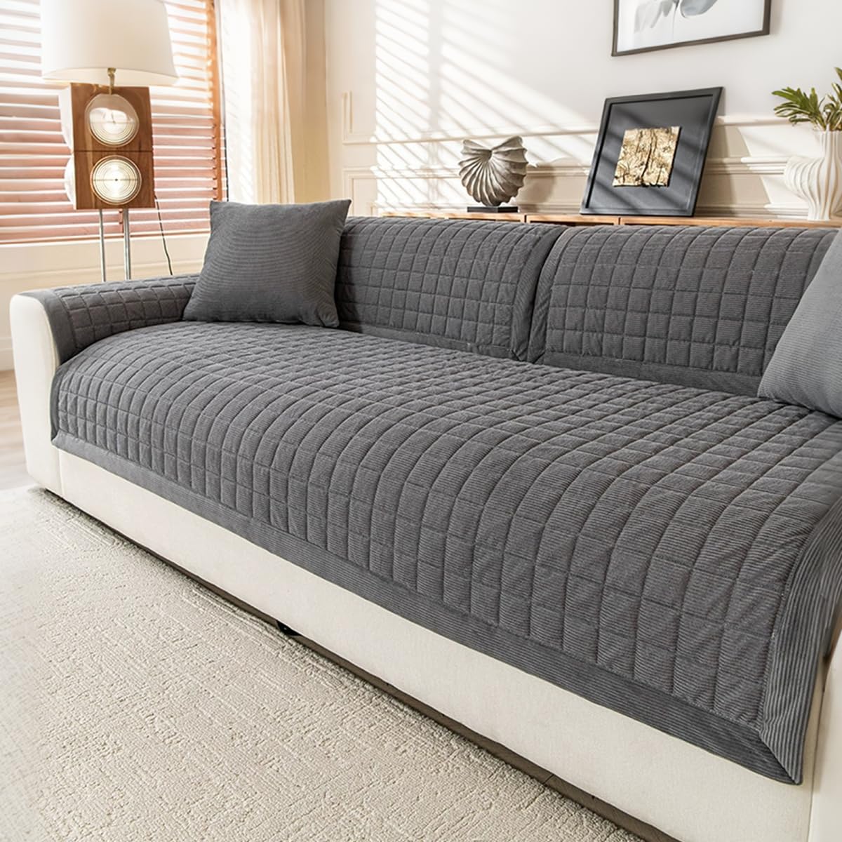 New Thick Sofa Covers Washable, Non Slip Sofa, Cover 1 2 3 Seater Couch Covers for Sectional Sofa, Settee Covers, L-Shaped Corner Couch Cover, Couch Seat Covers Sofa Slipcovers (Dark Grey, 70x70cm)