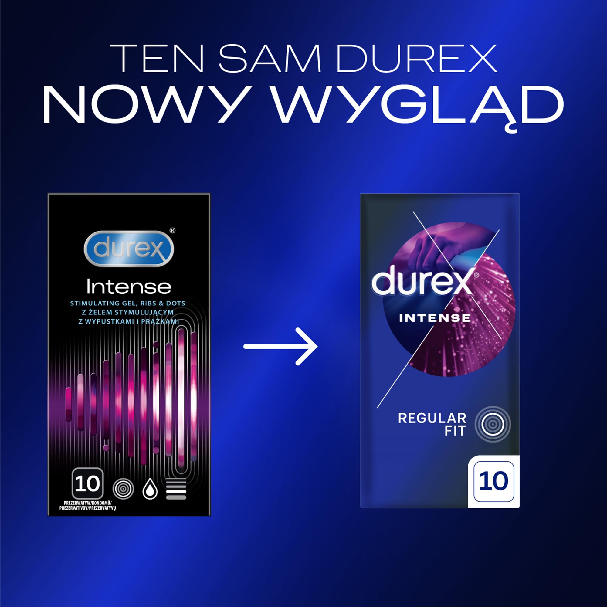 Durex Intense Prezerwatywy z wypustkami i prążkami dla dwojga 10 szt.