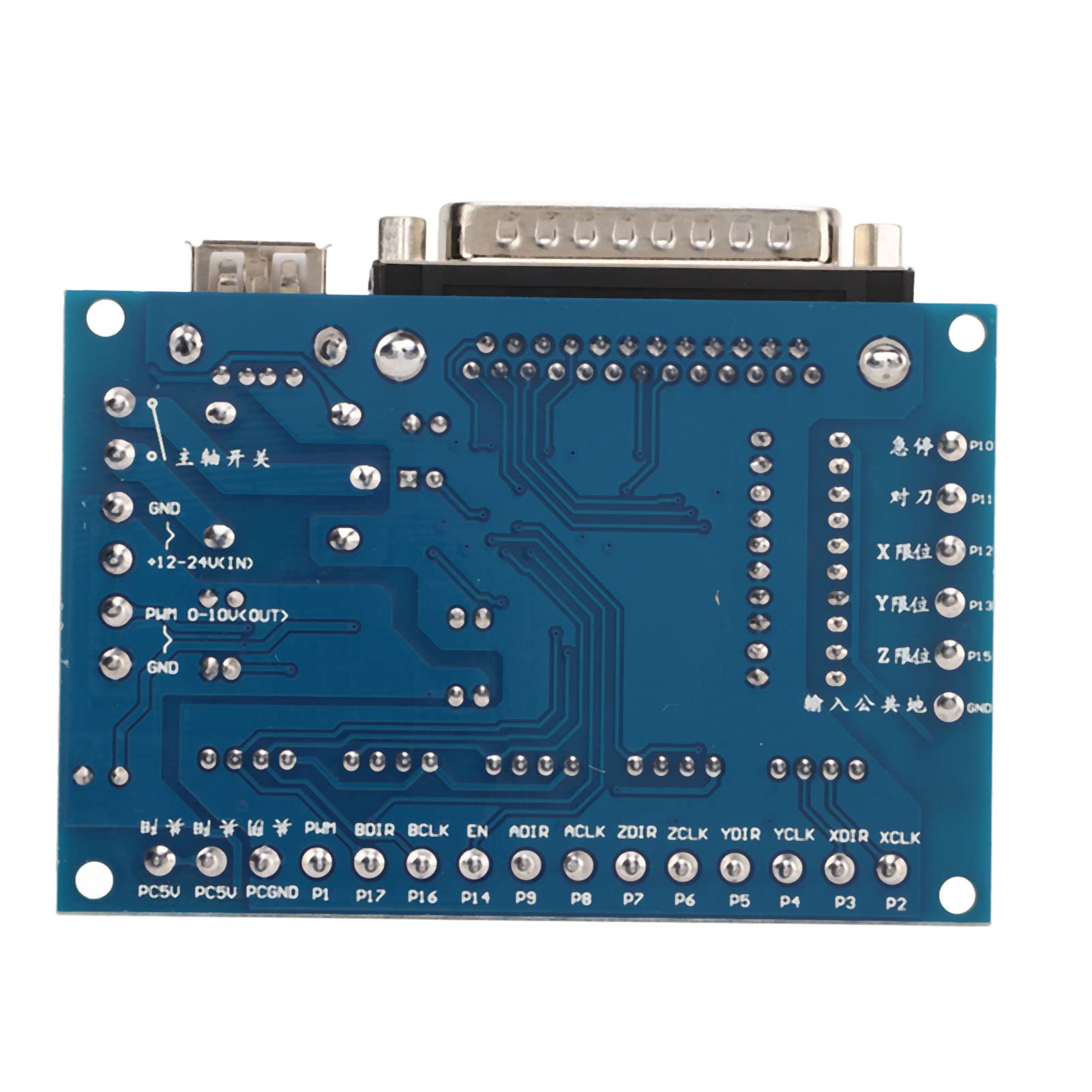 DC 12-24V CNC Breakout Board 5 Axes Mach3 Carte d'interface avec carte d'isolement optocoupleur, câble de port USB DB25 Câble pour pilote de moteur pas à pas MACH3(Bleu)
