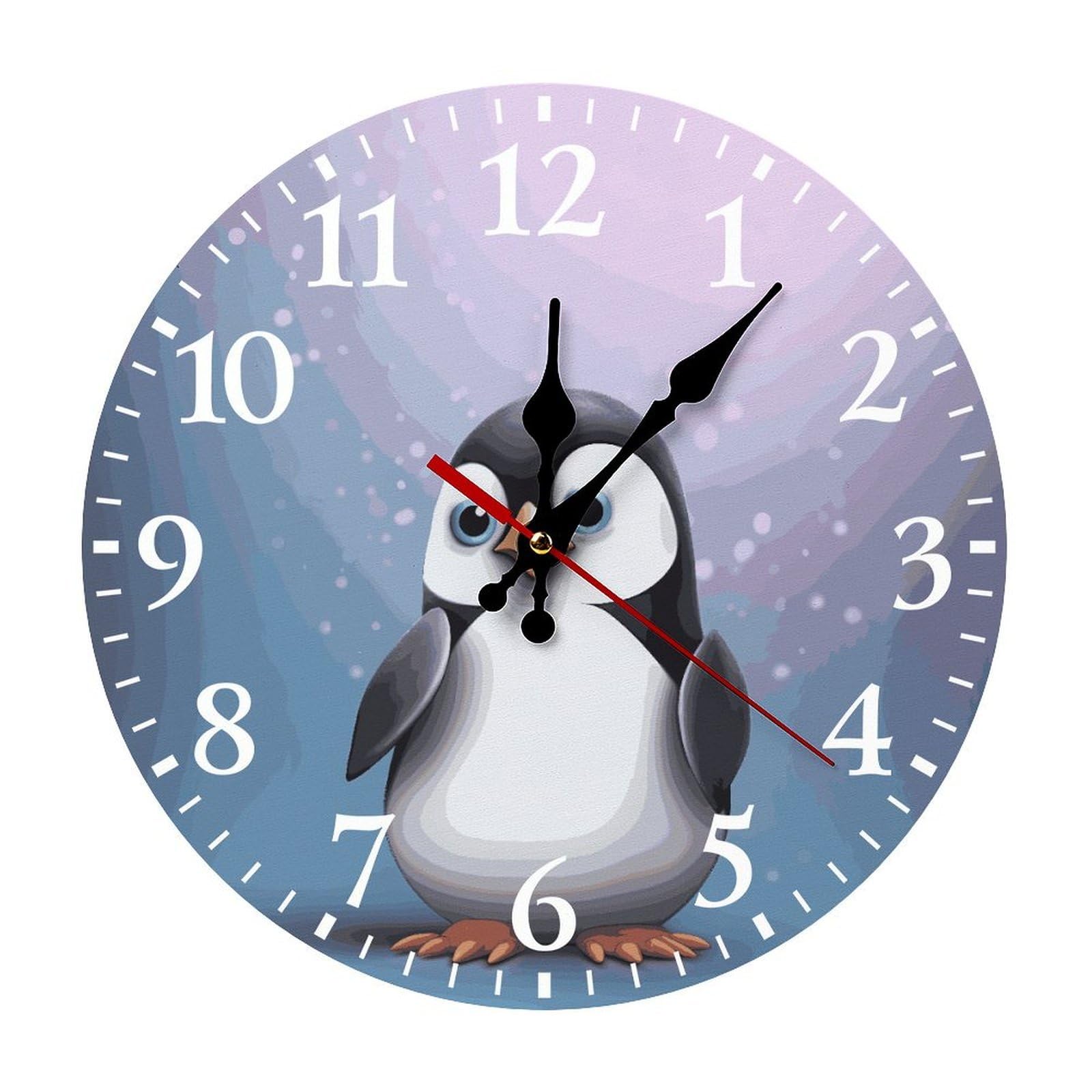 Horloge murale blanche à chiffres arabes 30cm I Love Penguins