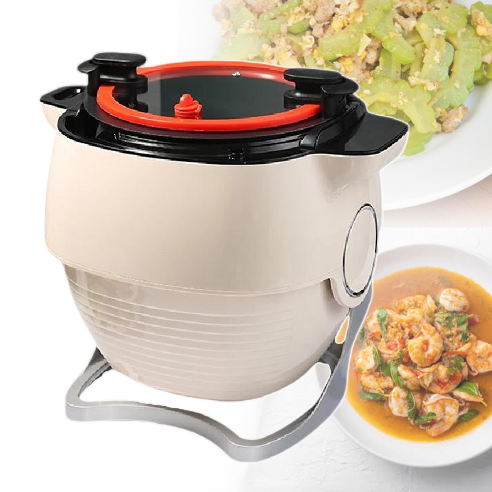 Olla eléctrica con velocidades ajustables y calefacción completa para tareas de cocina versátiles