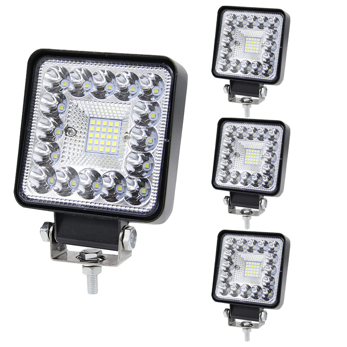 Photo 1 of LED Pods,4PCS 4inch 123w Square LED Work Light 10000LM Spot Flood Combo Beam LED Fog Light Off Road Light Driving Light for Trucks ATV UTV SUV 4PCS-123w-Square