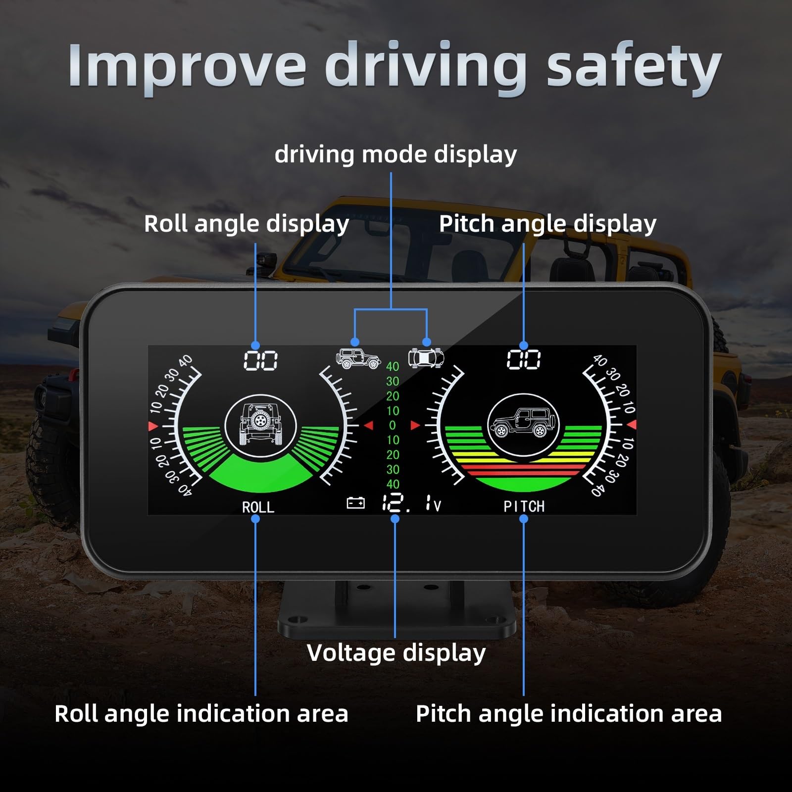 Medidor De Inclinación Digital De Pendiente De Velocidad GPS, Accesorios Todoterreno, Alarma De Exceso De Velocidad, Pantalla HUD Head Up, Inclinómetro Multifuncional For Coche Seguro FáCil De Usar(A)