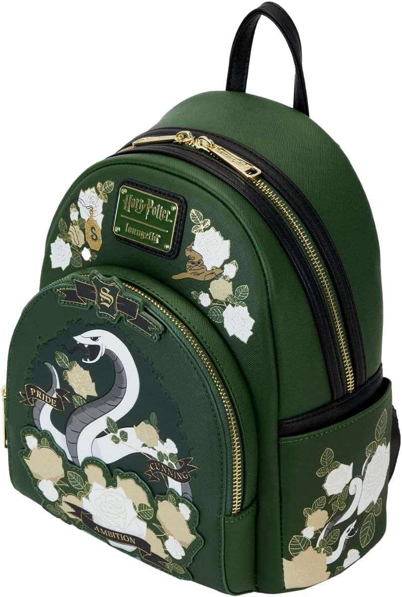 Loungefly Harry Potter Slytherin House Floral Tattoo Mini Backpack - Image 6