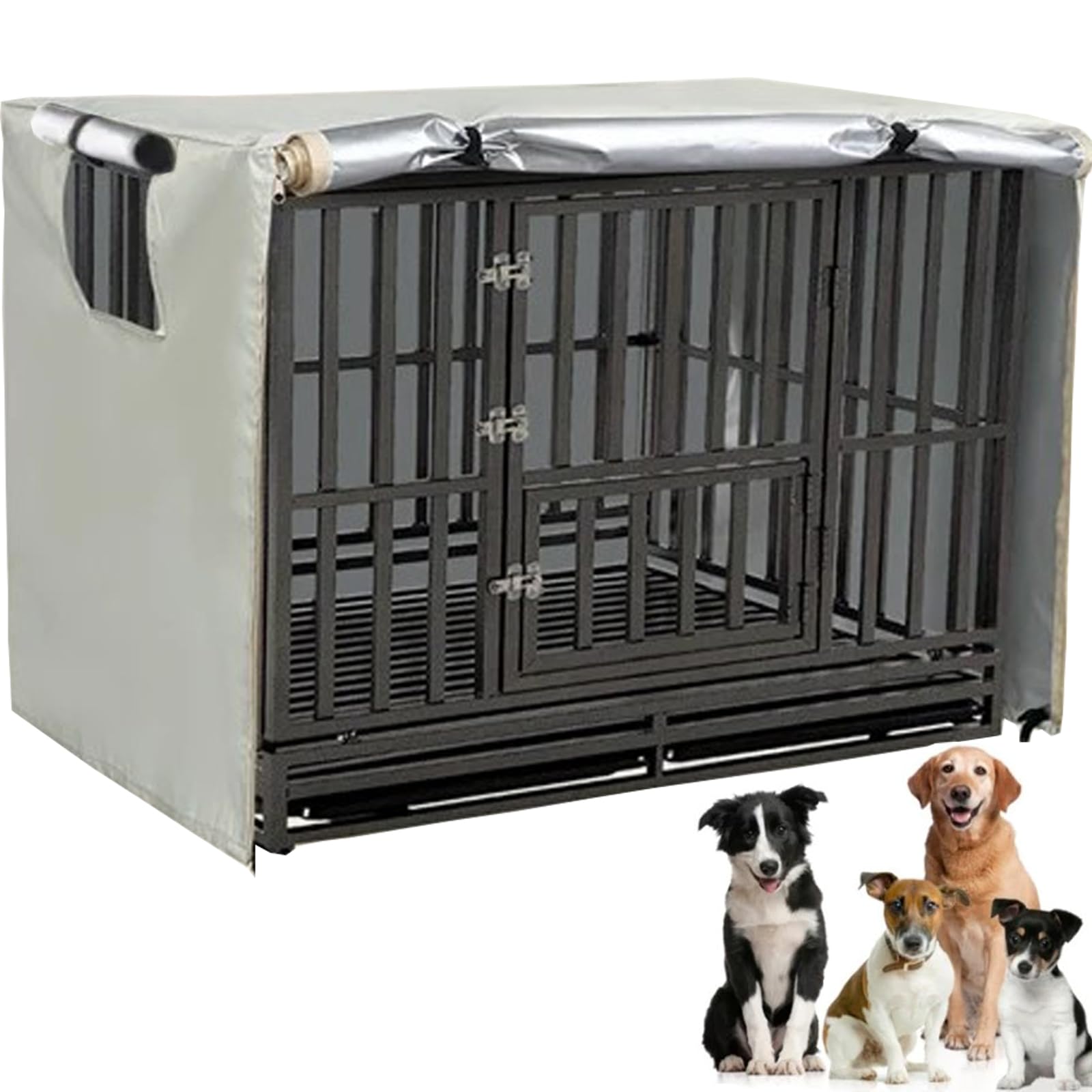 Vado Vltra Light Green Dog Crate Cover, Warmer Outdoor Dog Cage Cover Polyester Large Kennel Cover With 1 Breathable Window&1 Front Opening Universal For 48 Inches Wire Cage