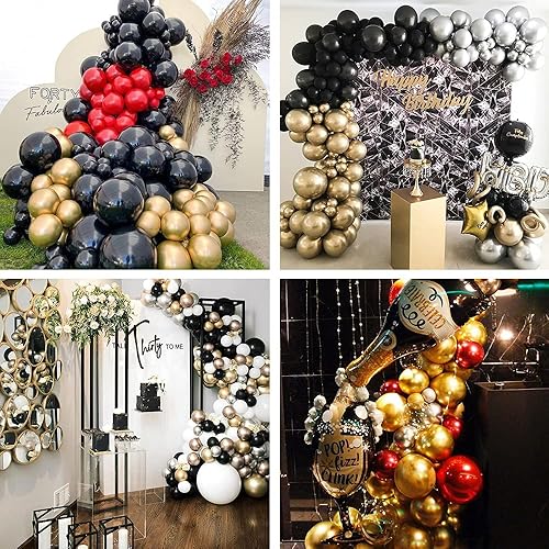 Miniatura 6 de Kit de guirnalda de globos rojos y negros dorados de 12 pulgadas, arco de globos de confeti de color rojo, negro, blanco, dorado, plateado, para