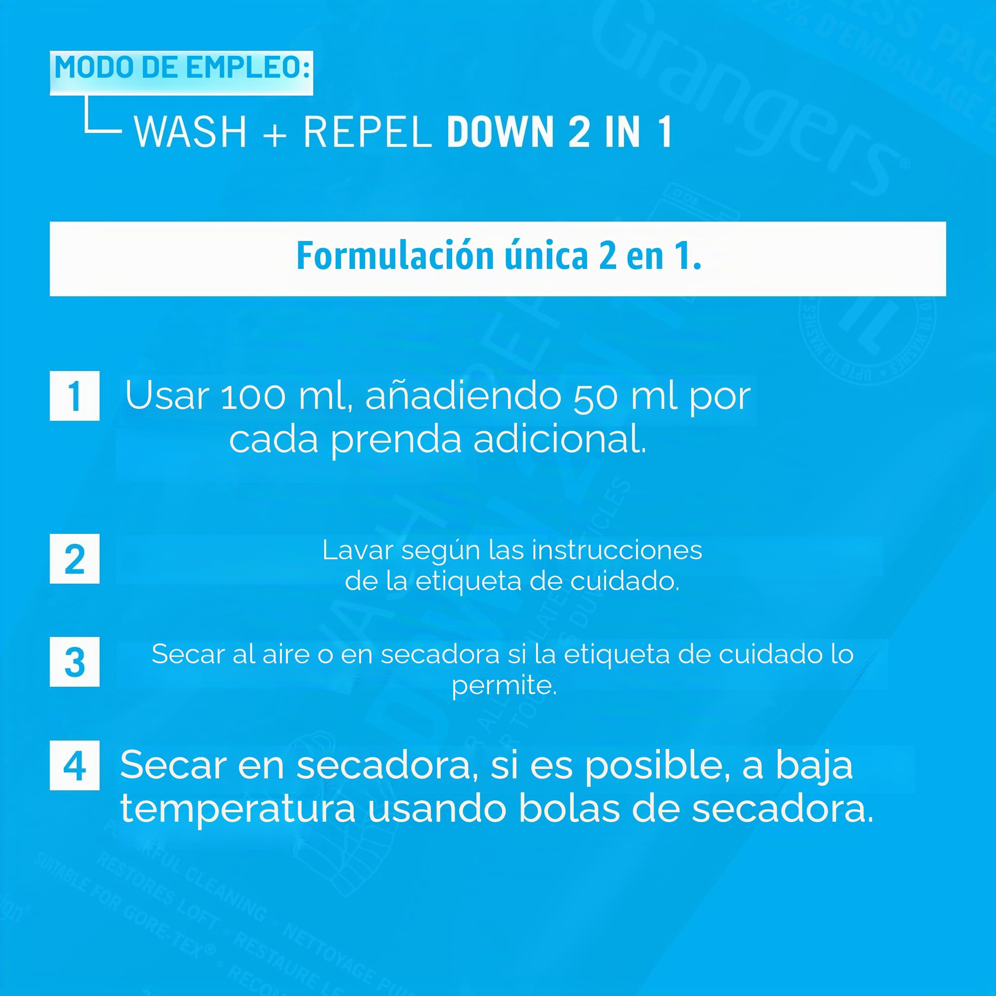 Grangers Wash + Repel Down 2 en 1 | Bolsa ecológica | 1 litro | Restaura el loft, revive la apariencia y añade repelente al agua duradera