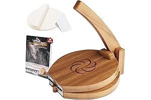 panan Wooden Tortilla Press, Acacia Hardwood 10" Tortilla Maker kit