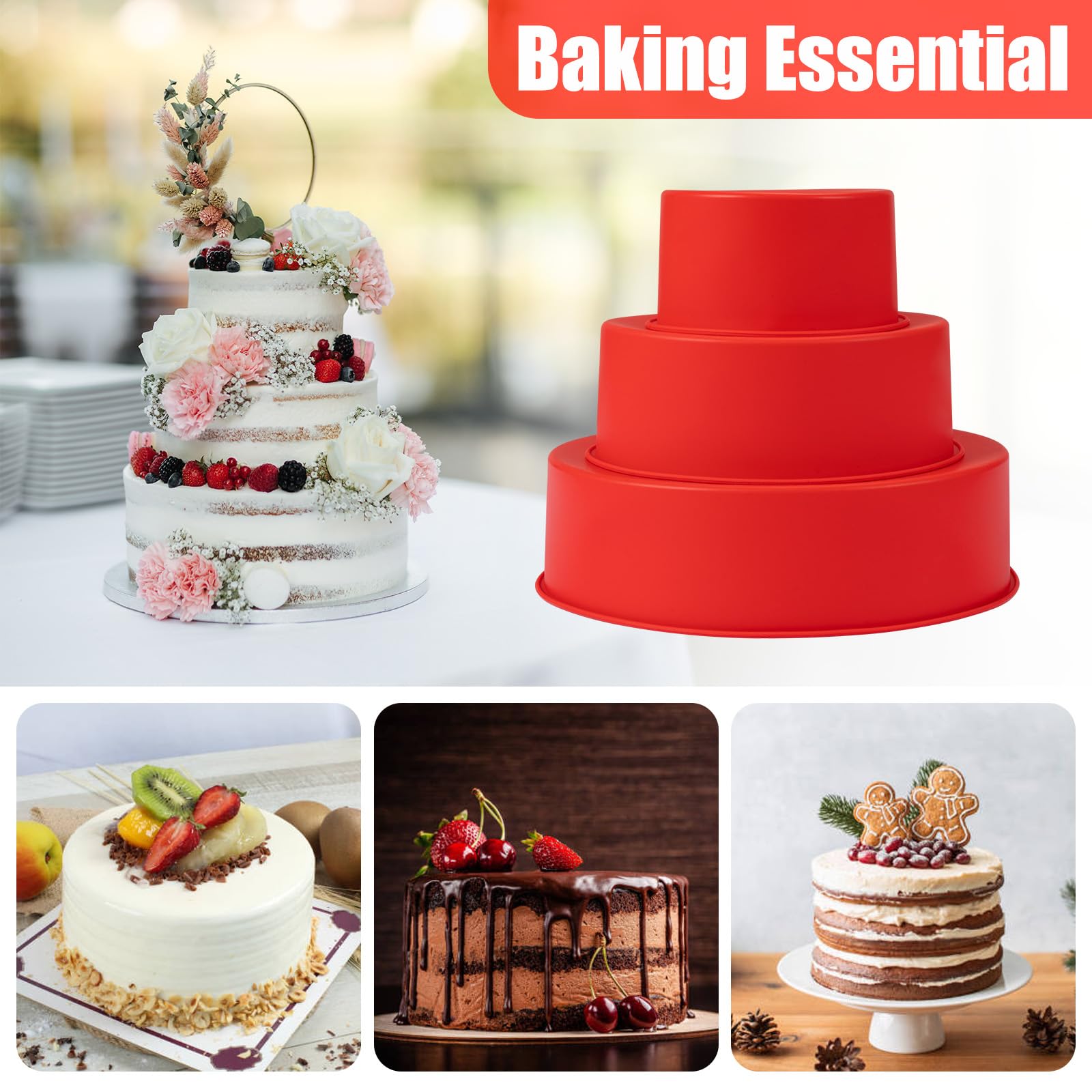 Lot De 3 Moules à Gâteau Ronds Antiadhésifs Avec Fond