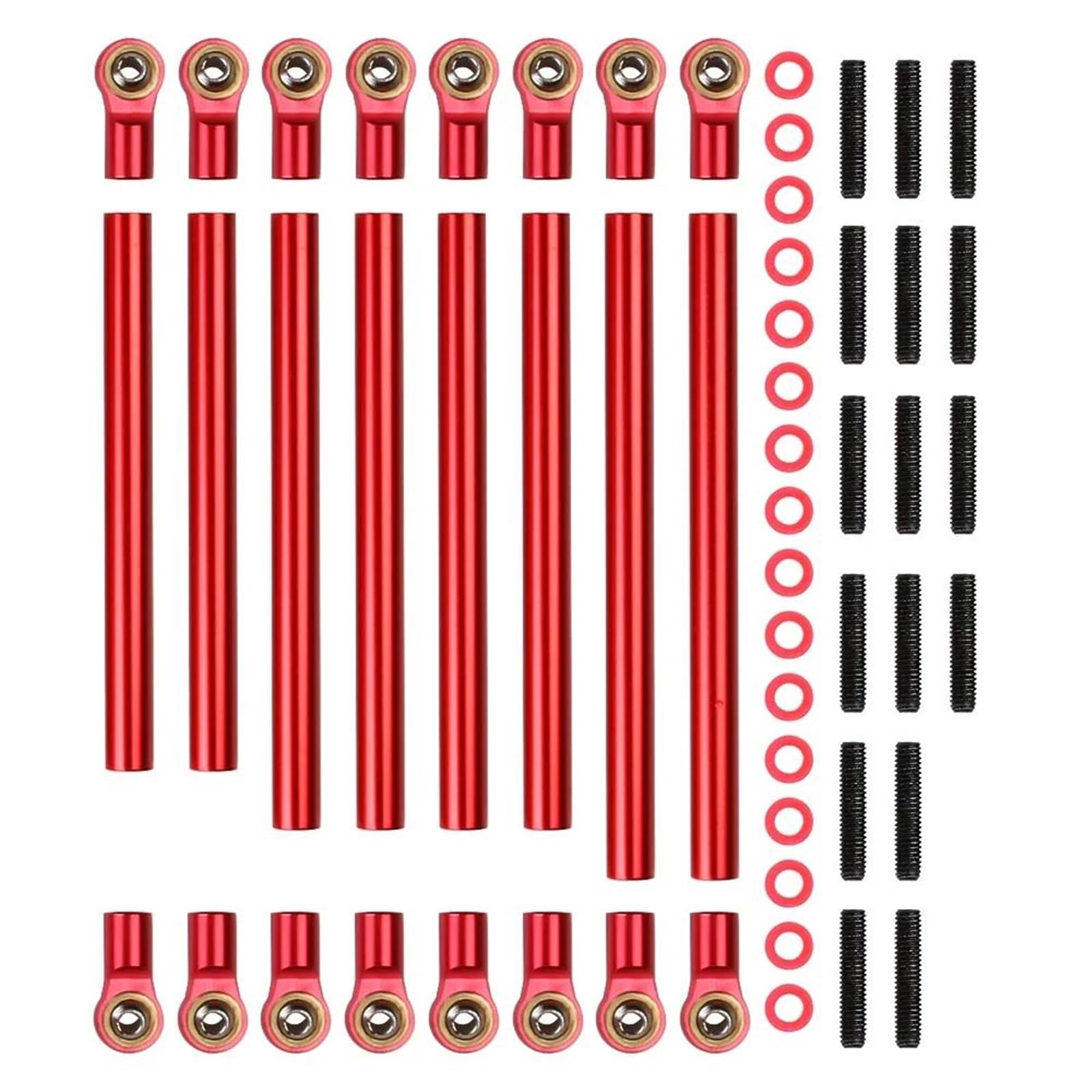 RC Upgrade Accessories for Axial for SCX10 1/10 Aluminum Alloy Link Rod Unassembled Kit 313MM Wheelbase RC Car Crawler Parts Modification Car Accessories 8pcs(Red)