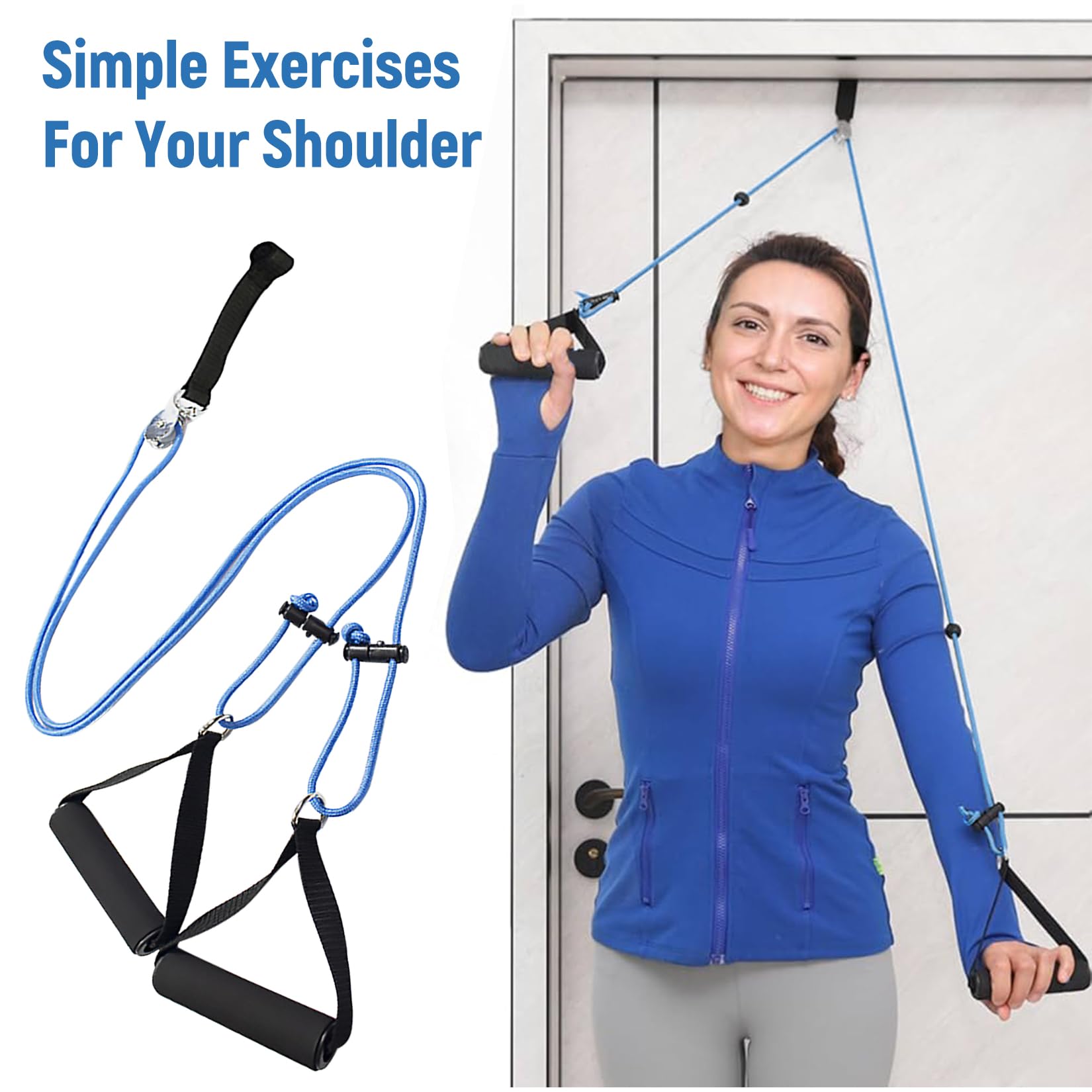 GothicBride Schultertrainer Seilzug Tür, Schultertrainer Pulley, Fitness Gymnastik Seil mit Handgriffe