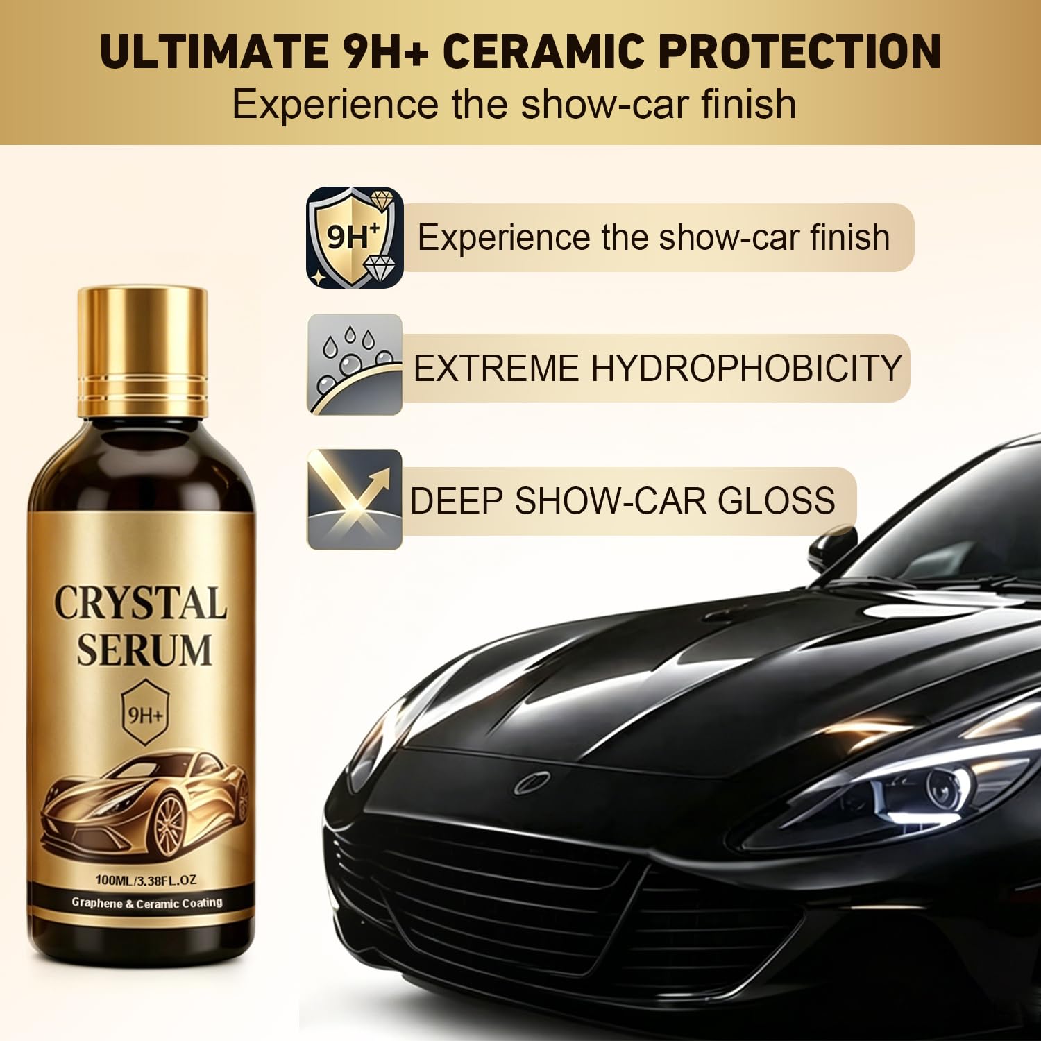 2PCS Crystal Serum for Cars – Crystal Serum Ceramic Coating, Repels Water Stains, Blocks UV Radiation, Resists Oxidation, Enhances Mirror Shine & Shields Auto Paint from Daily Outdoor Damage