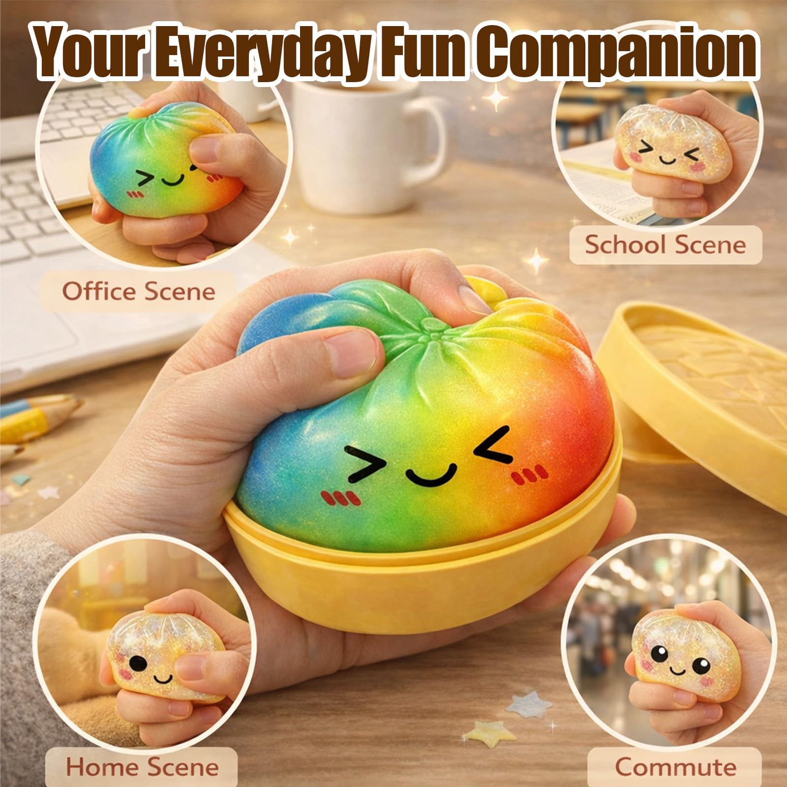 Squishy Dumplings, Glitter Dumpling Squishy, Kleurrijke Dumplings