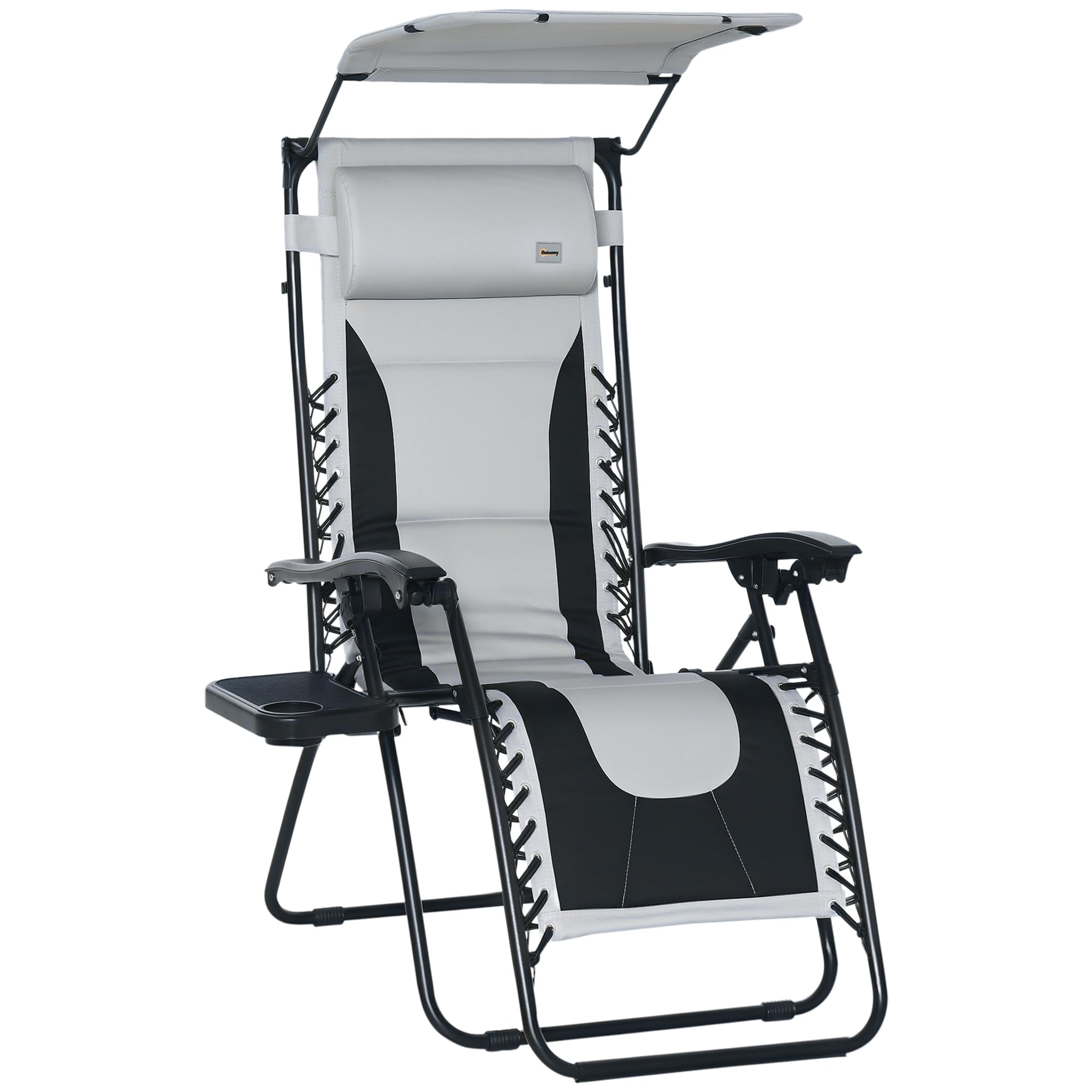 Outsunny Zero Gravity Lounger Chair - Folding Camping Reclining Chair - Grey  | TJ Hughes