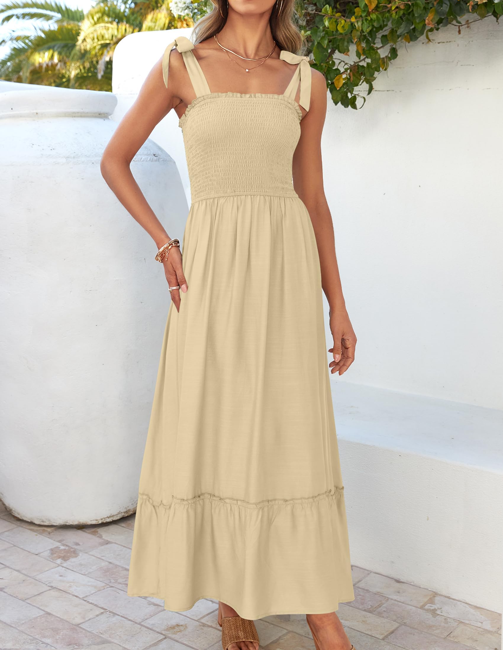 ZESICA przypadkowy Kobiety Spaghetti a Line Maxi Dress