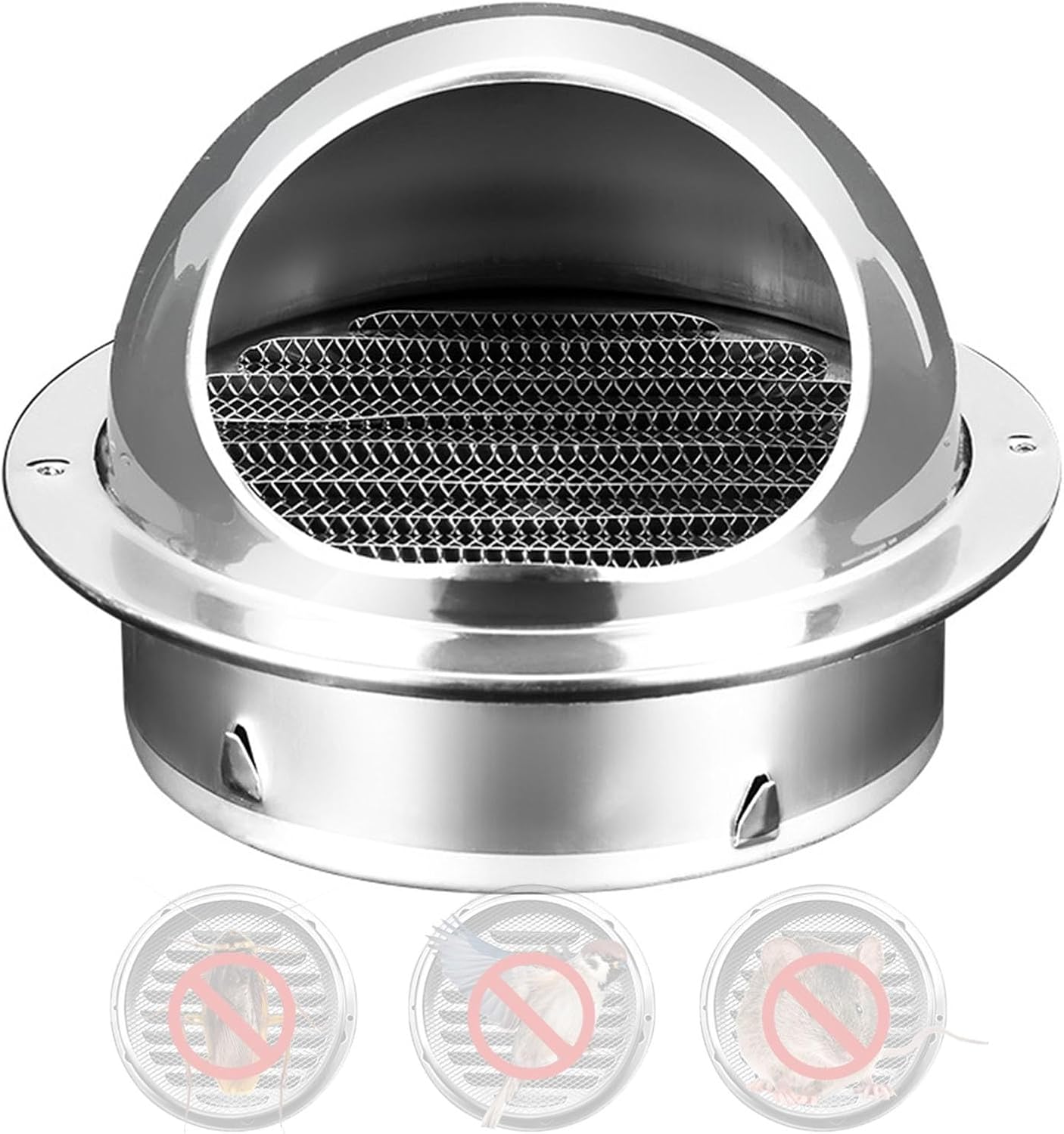 Air Vent 304 Stainless Steel Wall Vent Outlet Round Vent Cover Wall Ventilation Outlet 12-11.8in Soffit Vent Durable Weatherproof (Size : 70mm/2.8in)