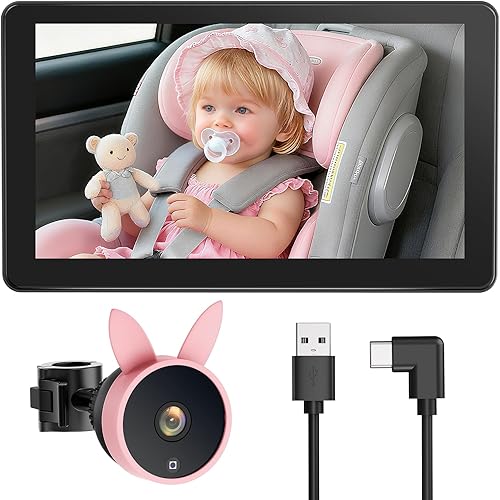 Miniatura 9 de Babyvue BV4 Cámara de coche para bebé de 7 pulgadas, pantalla IPS 1080P HD con visión nocturna IR automática, cámara de asiento trasero Plug & Play