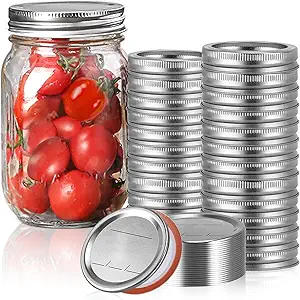 48PCS Canning Lids and Rings Regular Mouth, Food Grade Material, 100% Fit & Airtight for Regular Mouth Mason Jars
