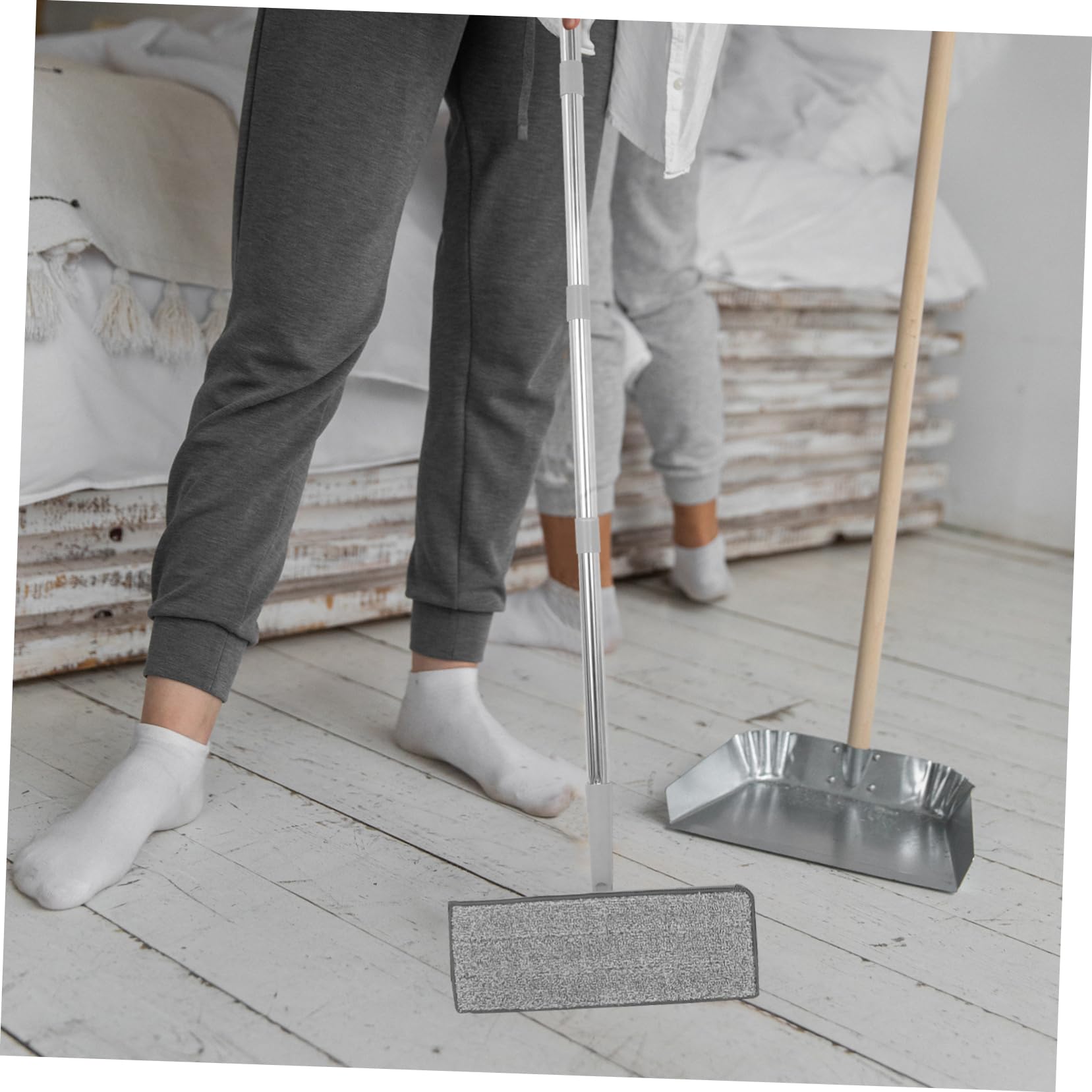 COLLBATH Lavapavimenti con Secchio e Strizzatore, Flat Mop in Microfibra, Uso Bagnato e Asciutto, Pulizia Pratica per Casa e Ufficio