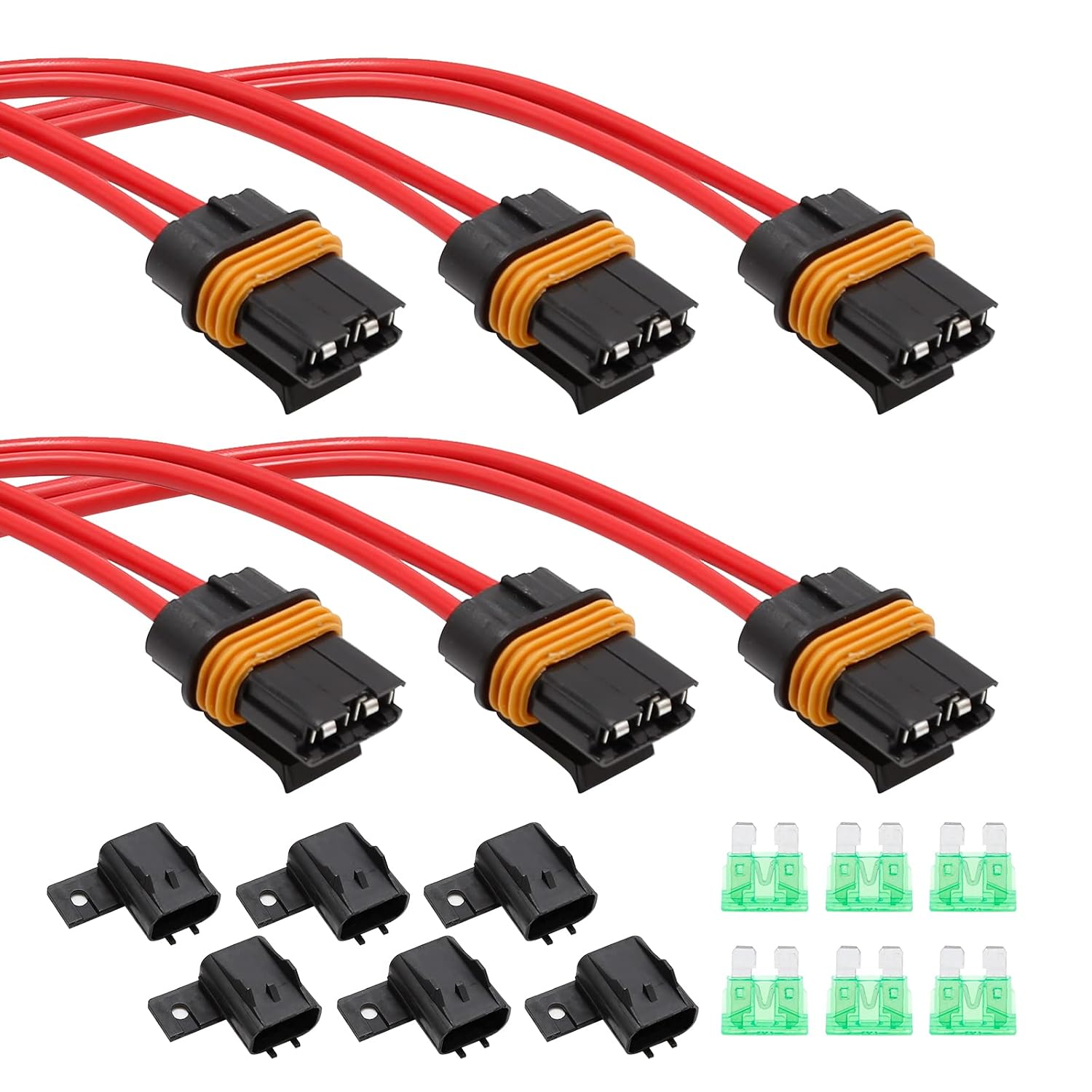 6 Pcs Fuse Holder 12v with Cover 30 Amps Weatherproof Blade Style ATO/ATC for Automotive/Marine