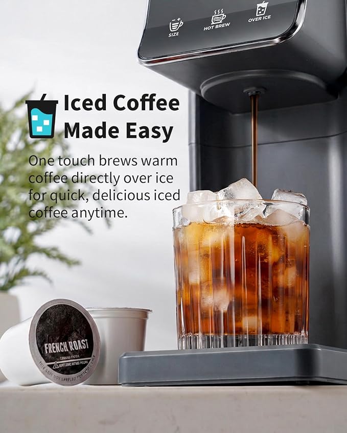 KIDISLE Cafetera de Café de Servicio Individual K Cup y Café Molido, Para Café Caliente y Helado, Gris miniatura 5