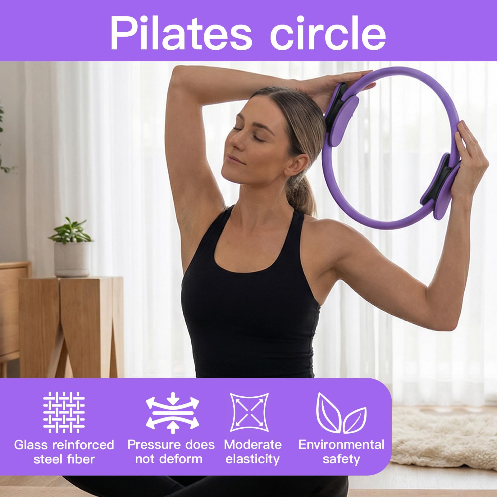 7 Pièces Kit Pilates Maison Accessoire Pilates Femme Kit: Yoga Ball, Resistance Bands, Pilate Ring, Yoga Band, Pompe à air pour l'Entraînement à Domicile et en Studio