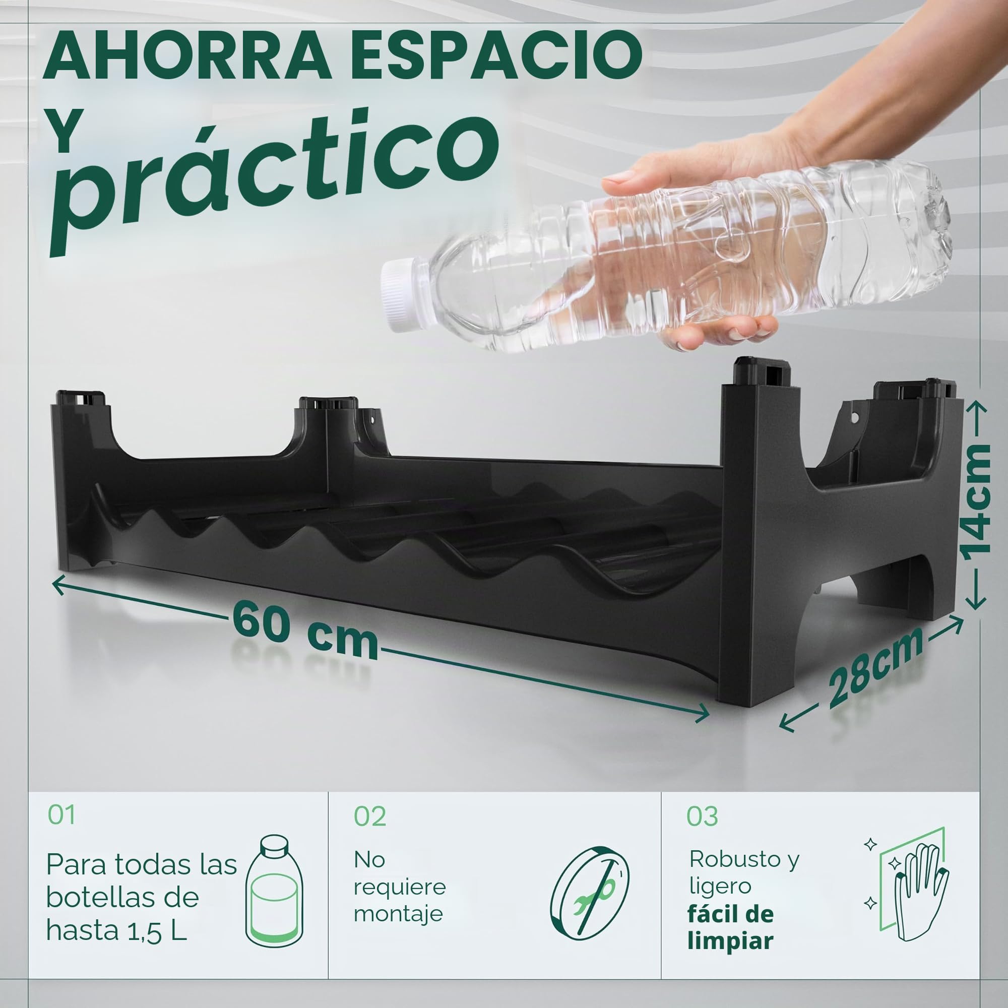 Novaliv Botellero para 60 botellas, estantería gris, de plástico resistente, apilable (antracita, 10)
